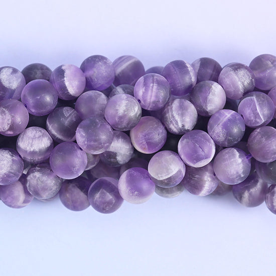 Chevron Amethyst Matte Round Beads 4mm 6mm 8mm 10mm Jewelry Making 15 Inch Strand
