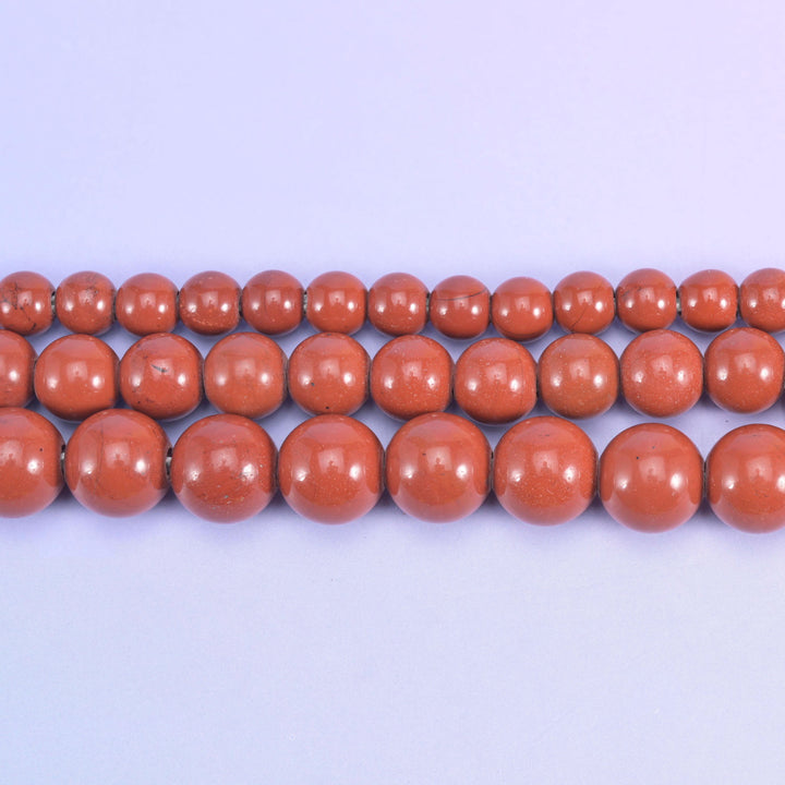 2-2.5mm Hole Red Jasper Smooth Round Beads 6mm 8mm 10mm Jewelry Making 8 Inch Strand