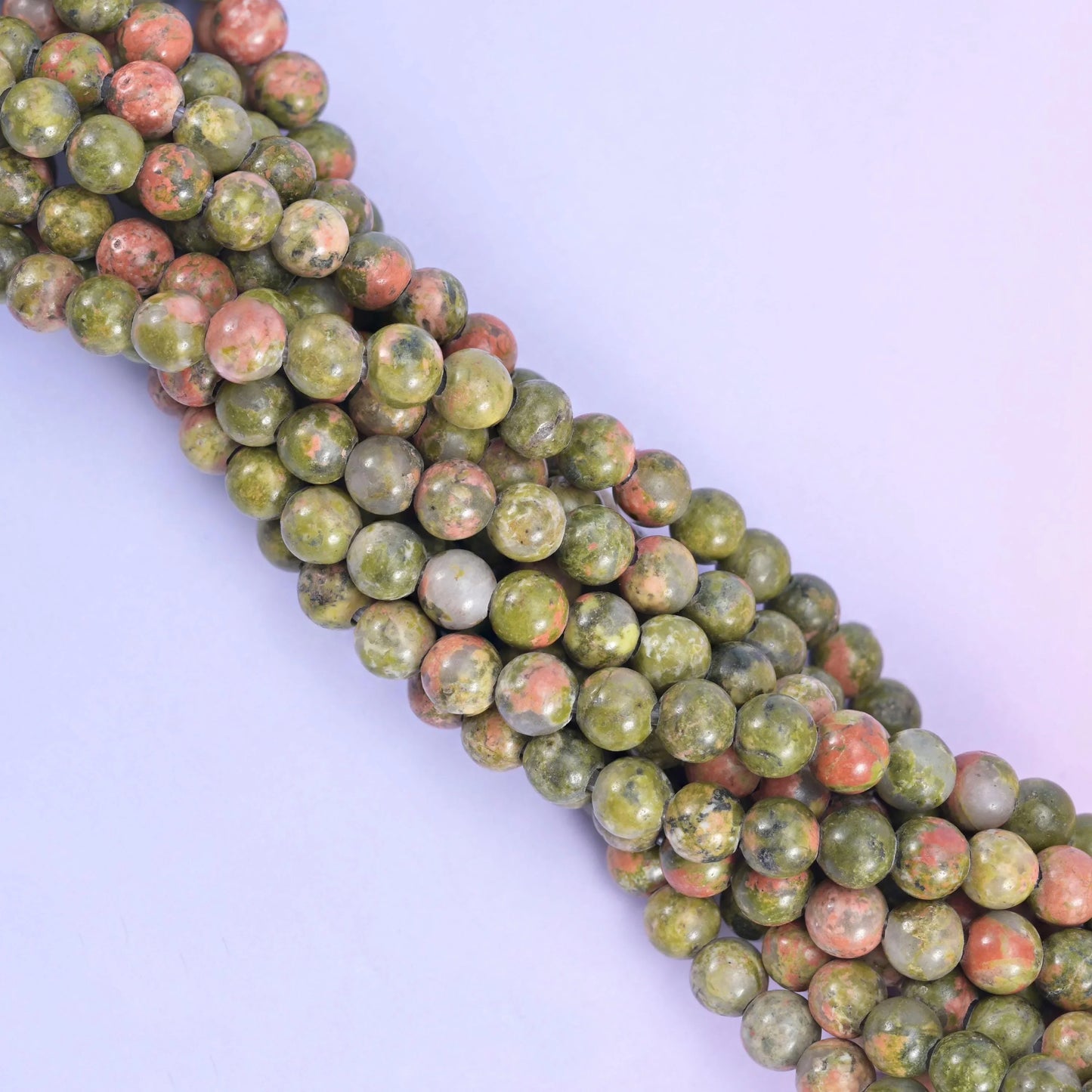 2-2.5mm Hole Unakite Smooth Round Beads 6mm 8mm 10mm Jewelry Making 8 Inch Strand
