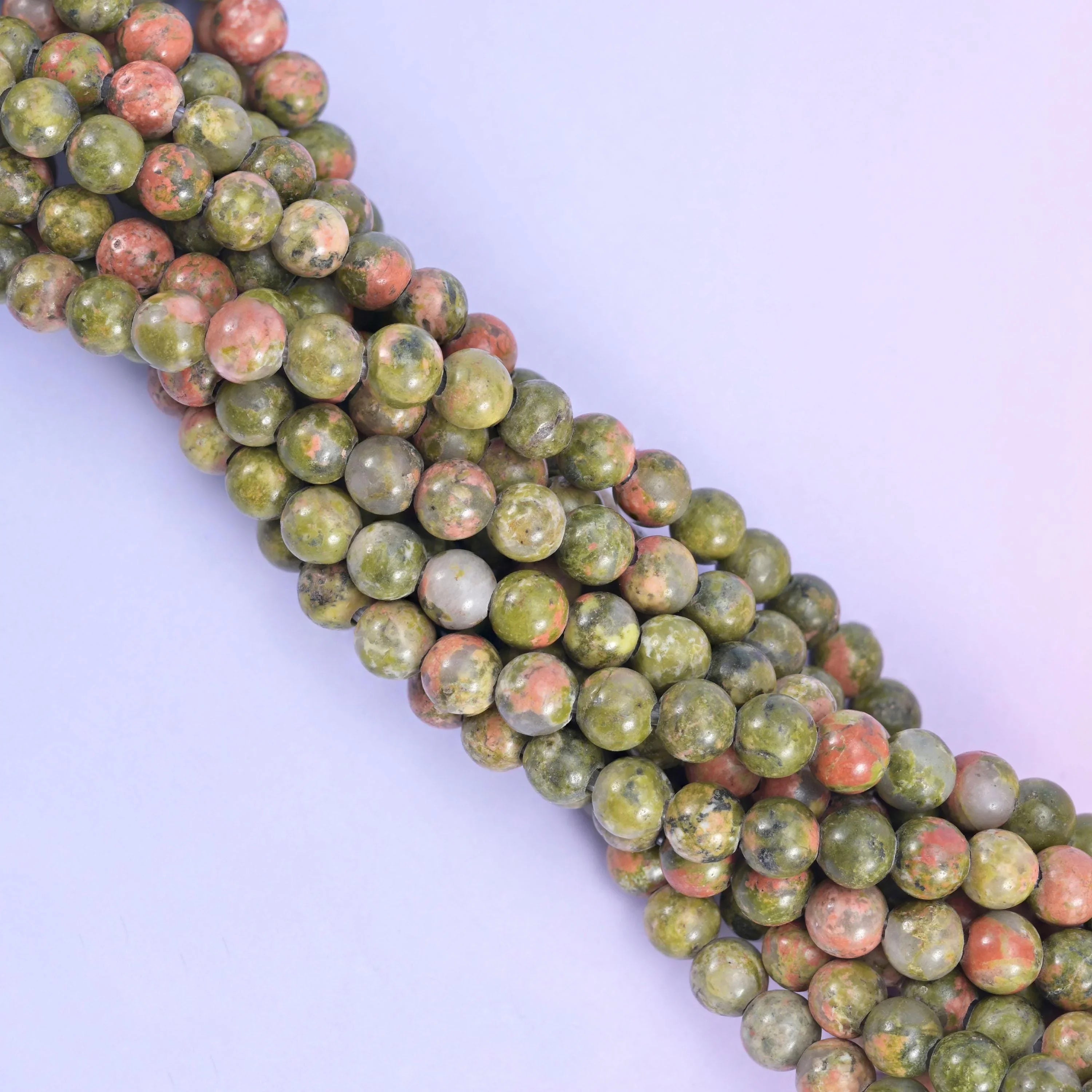 2-2.5mm Hole Unakite Smooth Round Beads 6mm 8mm 10mm Jewelry Making 8 Inch Strand