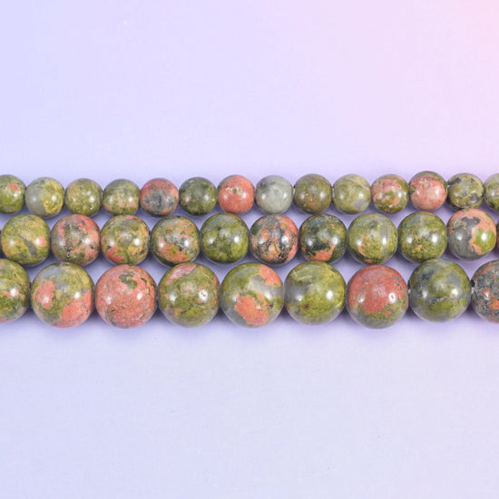2-2.5mm Hole Unakite Smooth Round Beads 6mm 8mm 10mm Jewelry Making 8 Inch Strand