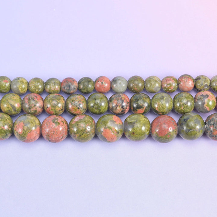 2-2.5mm Hole Unakite Smooth Round Beads 6mm 8mm 10mm Jewelry Making 8 Inch Strand