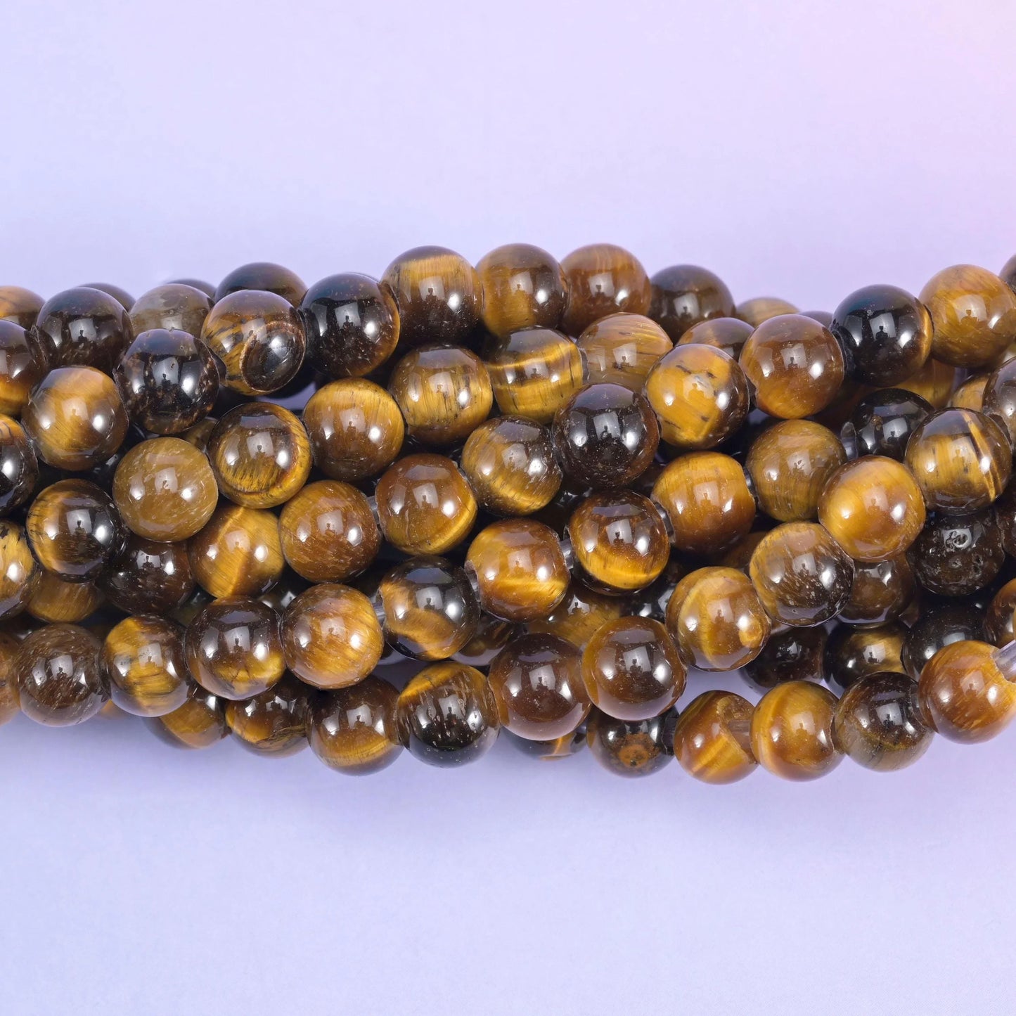 2-2.5mm Hole Tiger Eye Smooth Round Beads 6mm 8mm 10mm Jewelry Making 8 Inch Strand