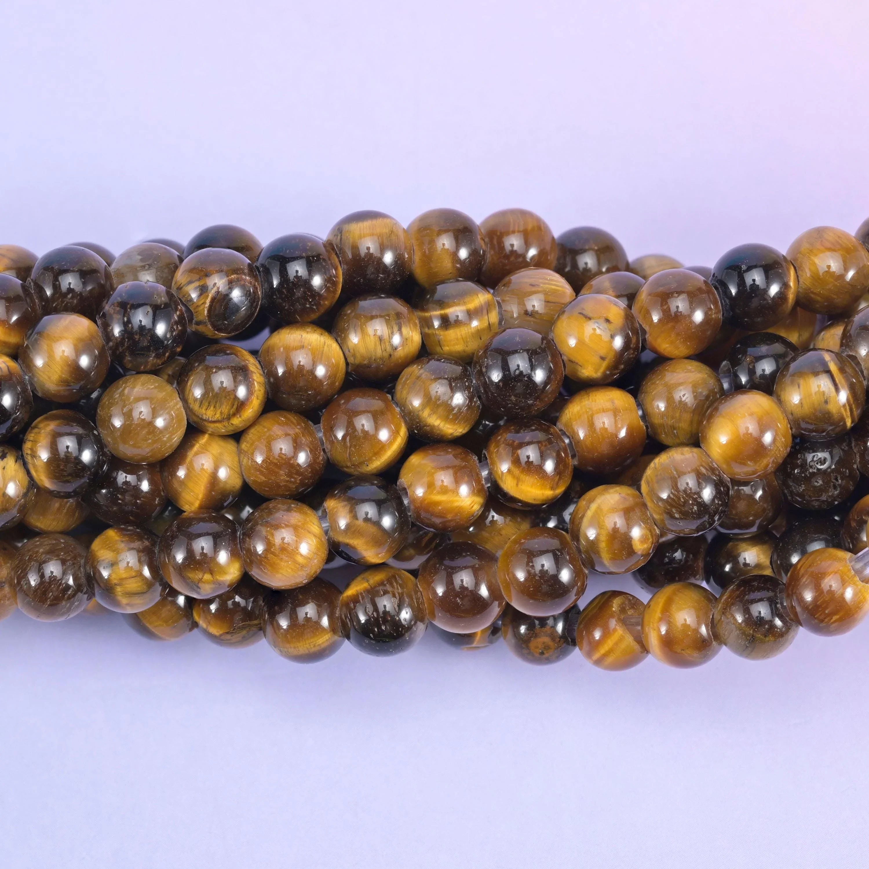 2-2.5mm Hole Tiger Eye Smooth Round Beads 6mm 8mm 10mm Jewelry Making 8 Inch Strand