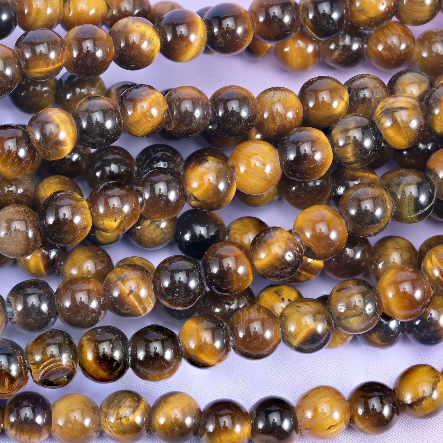 2-2.5mm Hole Tiger Eye Smooth Round Beads 6mm 8mm 10mm Jewelry Making 8 Inch Strand