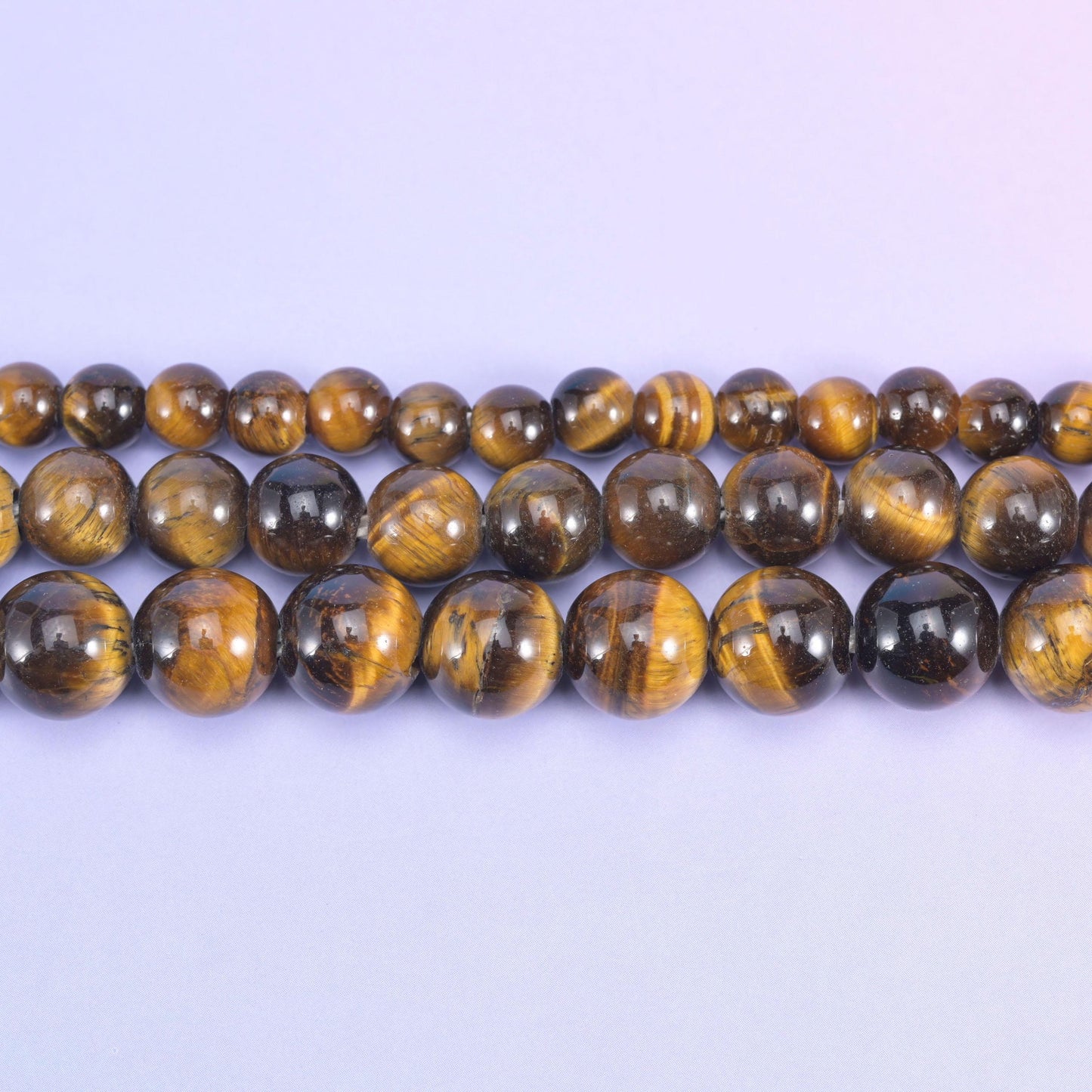 2-2.5mm Hole Tiger Eye Smooth Round Beads 6mm 8mm 10mm Jewelry Making 8 Inch Strand