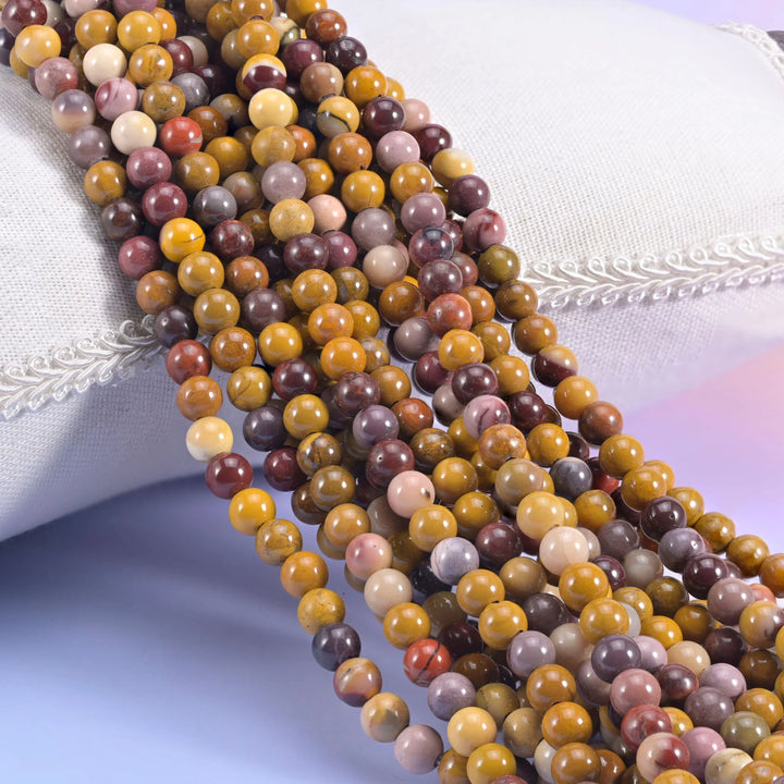 2-2.5mm Hole Mookaite Jasper Smooth Round Beads 6mm 8mm 10mm Jewelry Making 8 Inch Strand