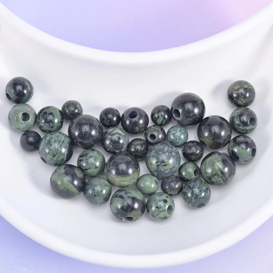 2-2.5mm Hole Kambaba Jasper Smooth Round Beads 6mm 8mm 10mm Jewelry Making 8 Inch Strand