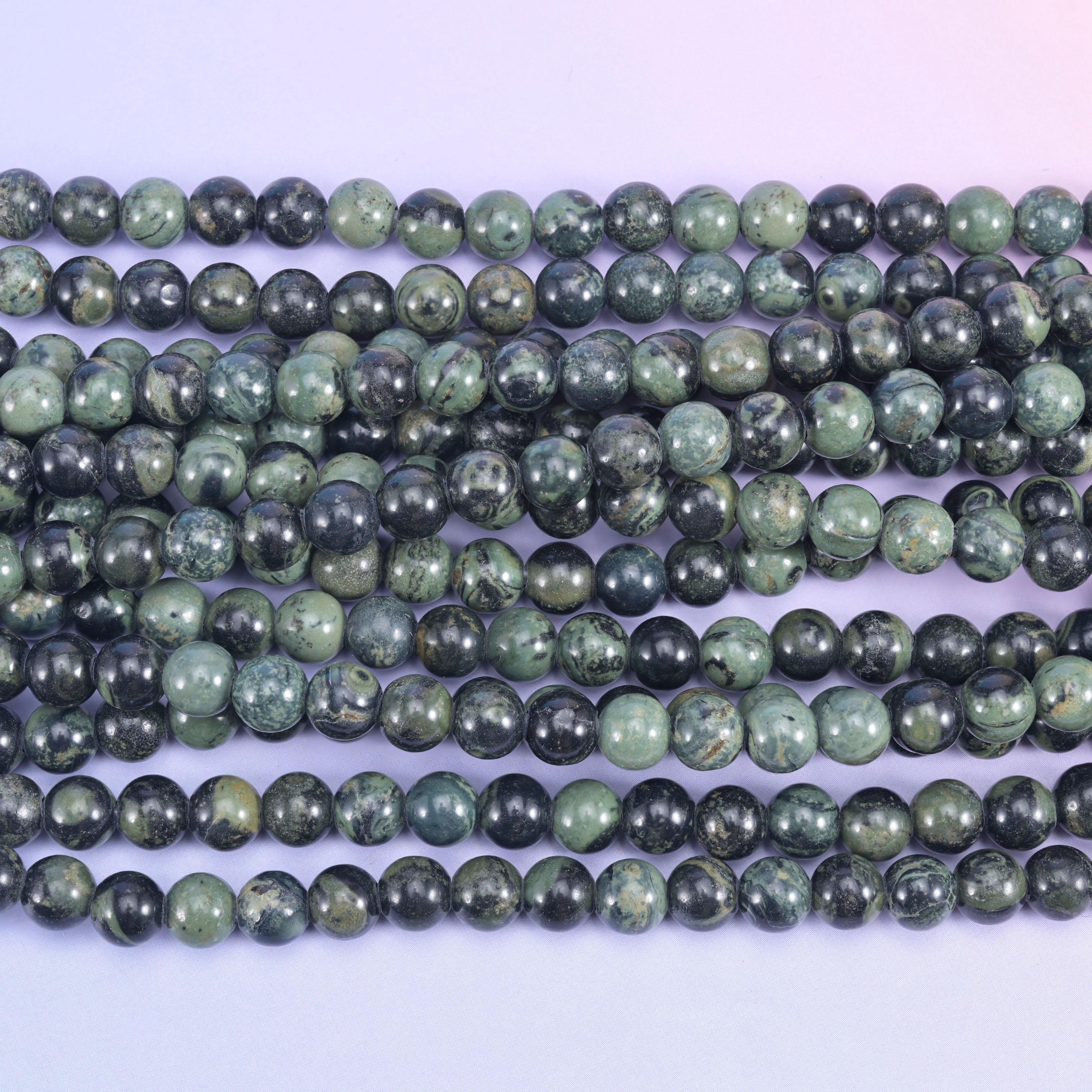 2-2.5mm Hole Kambaba Jasper Smooth Round Beads 6mm 8mm 10mm Jewelry Making 8 Inch Strand