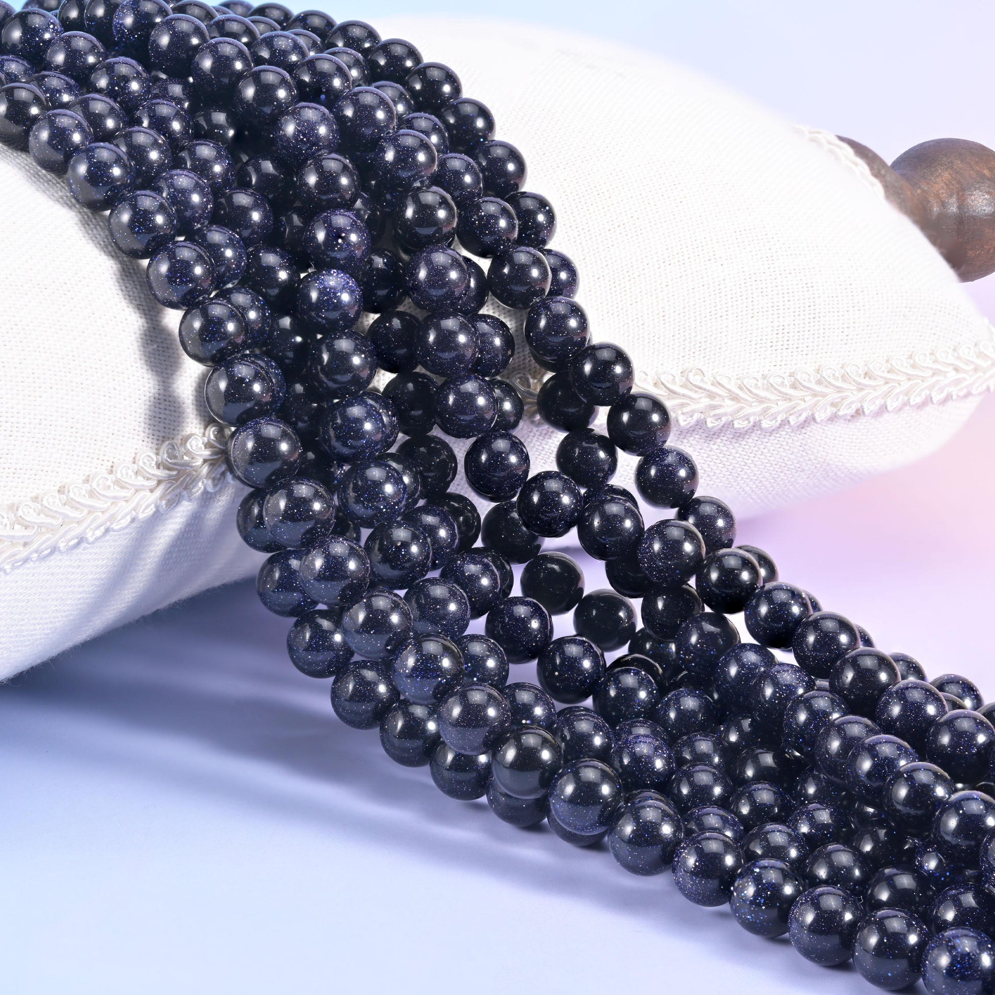 Blue Sandstone Smooth Round Beads 6mm 8mm 10mm 12mm Jewelry Making 15 Inch Strand