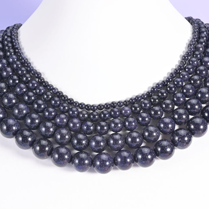 Blue Sandstone Smooth Round Beads 6mm 8mm 10mm 12mm Jewelry Making 15 Inch Strand