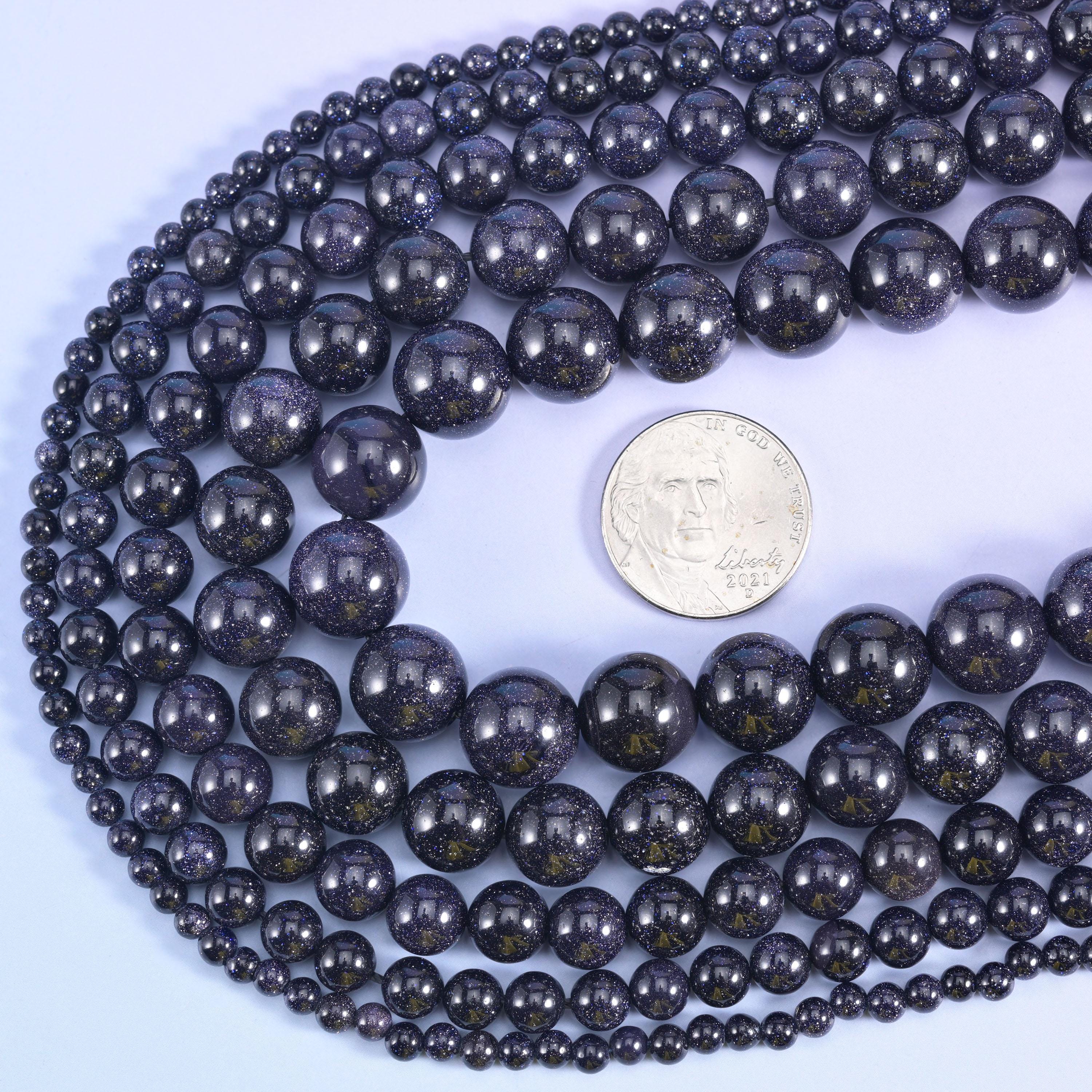 Blue Sandstone Smooth Round Beads 6mm 8mm 10mm 12mm Jewelry Making 15 Inch Strand