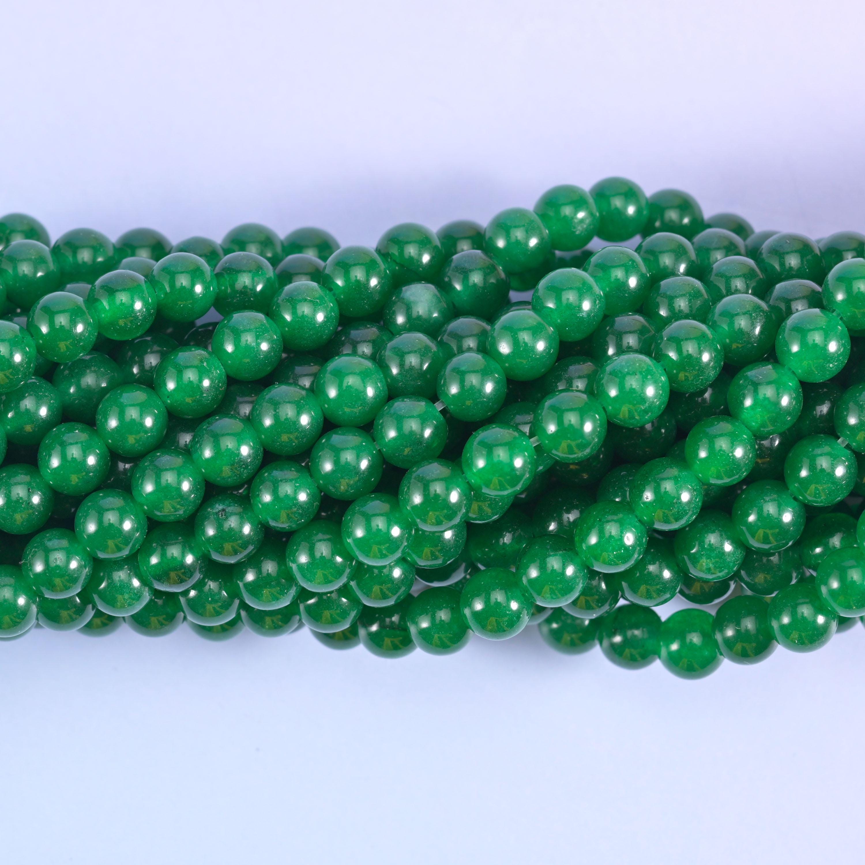 Green Dyed Jade Smooth Round Beads 4mm 6mm 8mm 10mm 12mm Jewelry Making 15.5 Inch Strand