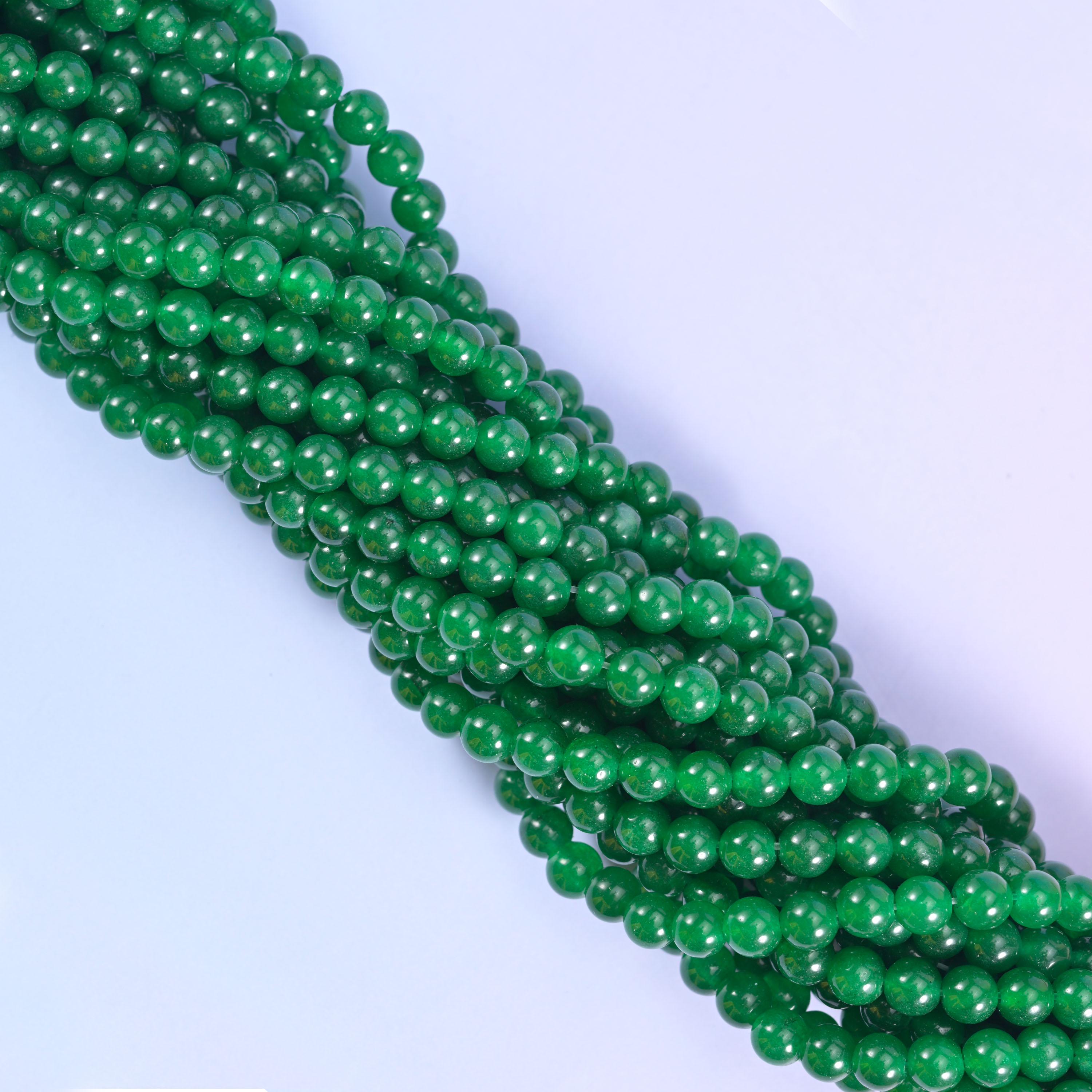 Green Dyed Jade Smooth Round Beads 4mm 6mm 8mm 10mm 12mm Jewelry Making 15.5 Inch Strand