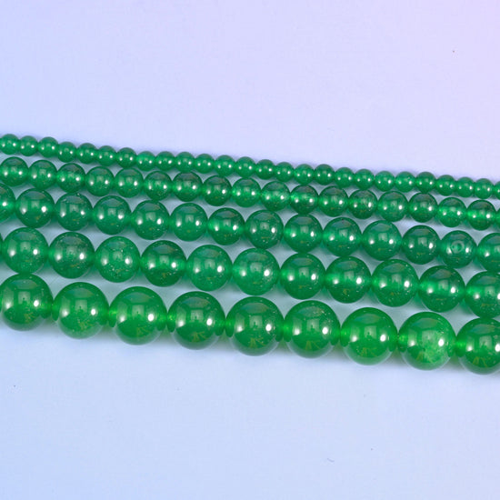 Green Dyed Jade Smooth Round Beads 4mm 6mm 8mm 10mm 12mm Jewelry Making 15.5 Inch Strand