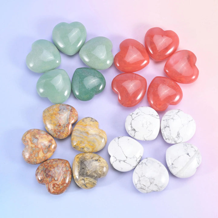40mm Gemstone Heart Polished Healing Crystal Heart Pocket Stone DIY Gemstone Heart No Hole
