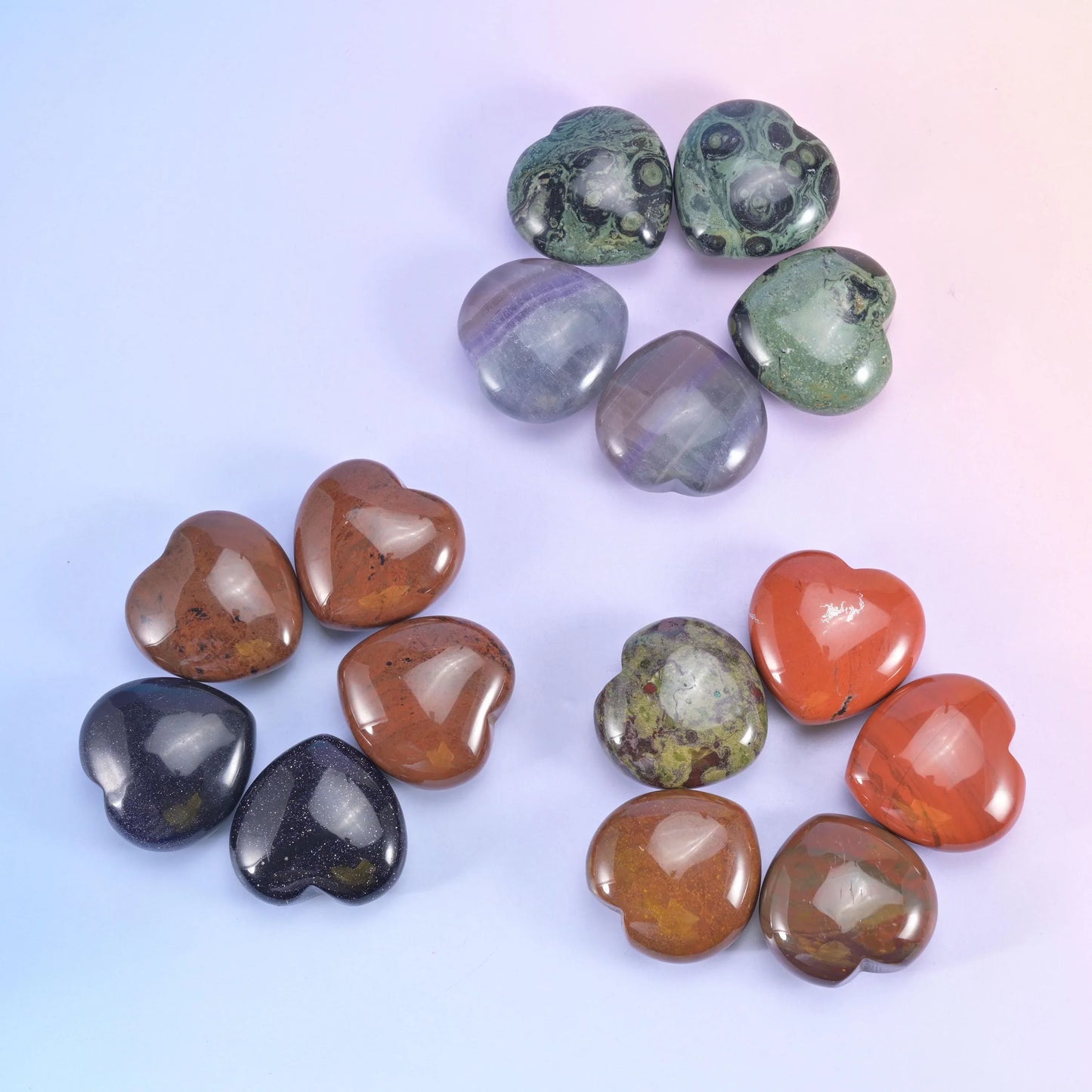 40mm Gemstone Heart Polished Healing Crystal Heart Pocket Stone DIY Gemstone Heart No Hole