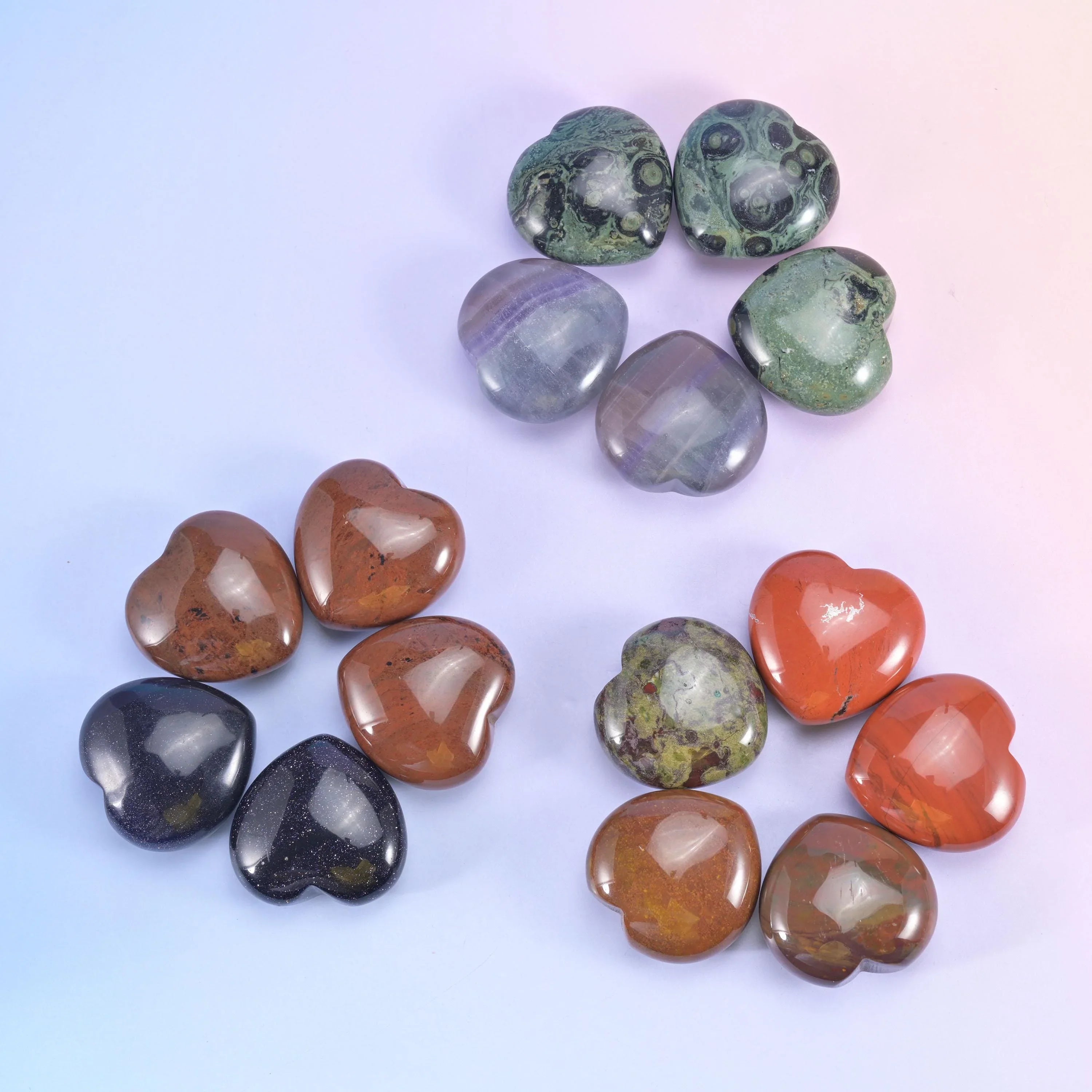 40mm Gemstone Heart Polished Healing Crystal Heart Pocket Stone DIY Gemstone Heart No Hole