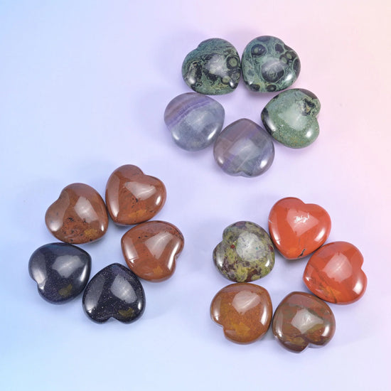 40mm Gemstone Heart Polished Healing Crystal Heart Pocket Stone DIY Gemstone Heart No Hole
