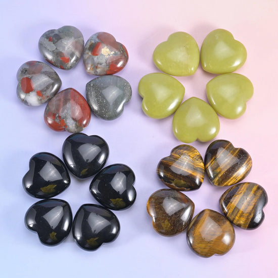40mm Gemstone Heart Polished Healing Crystal Heart Pocket Stone DIY Gemstone Heart No Hole