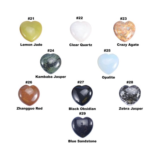 40mm Gemstone Heart Polished Healing Crystal Heart Pocket Stone DIY Gemstone Heart No Hole