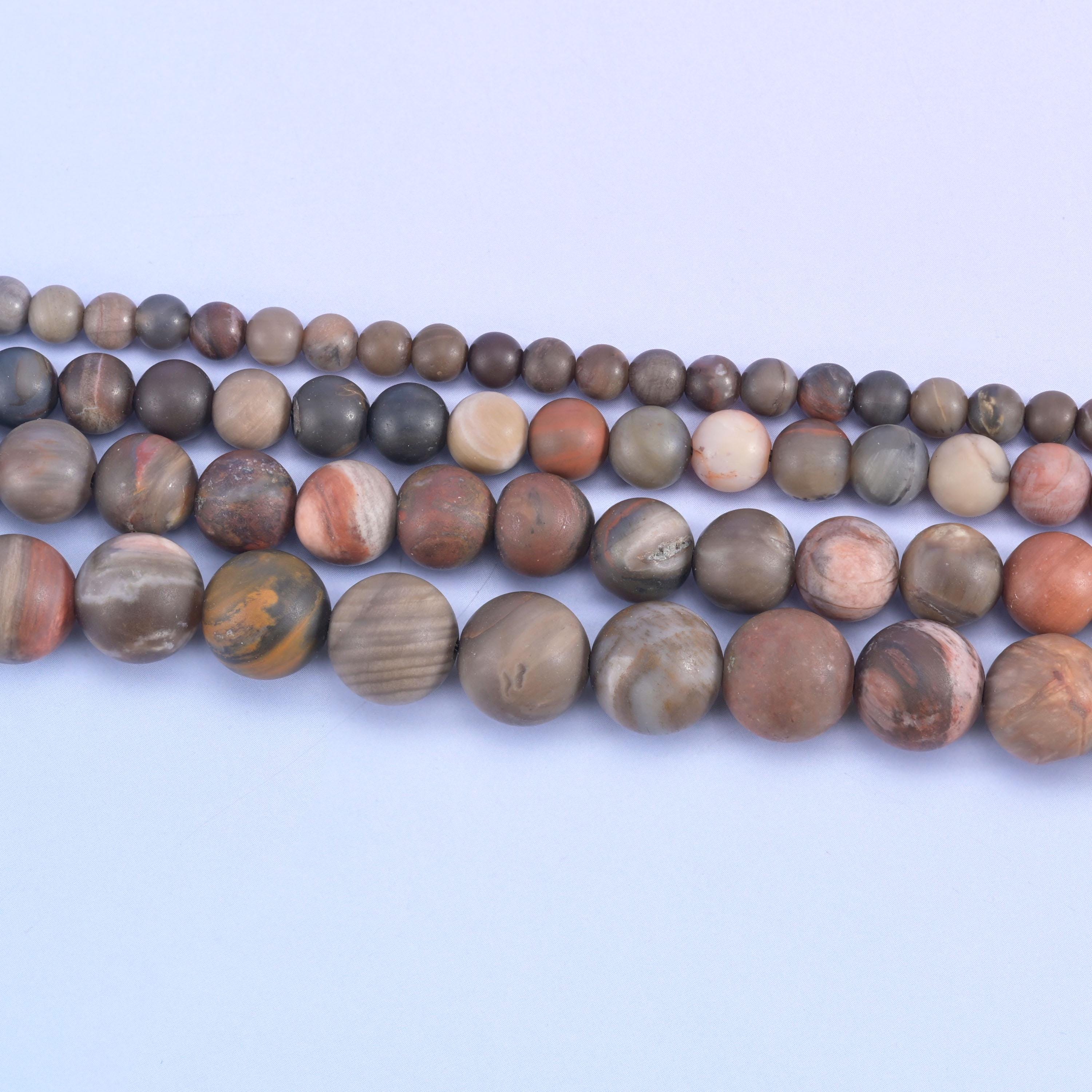 Petrified Wood Matte Round Beads 4mm 6mm 8mm 10mm Jewelry Making 15 Inch Strand