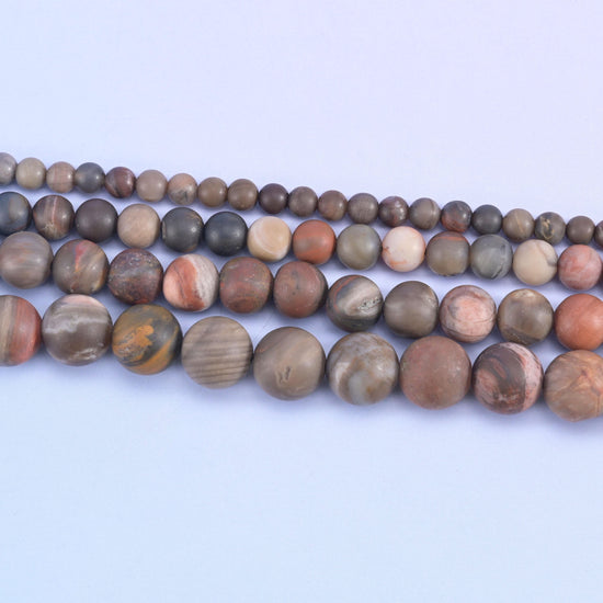 Petrified Wood Matte Round Beads 4mm 6mm 8mm 10mm Jewelry Making 15 Inch Strand