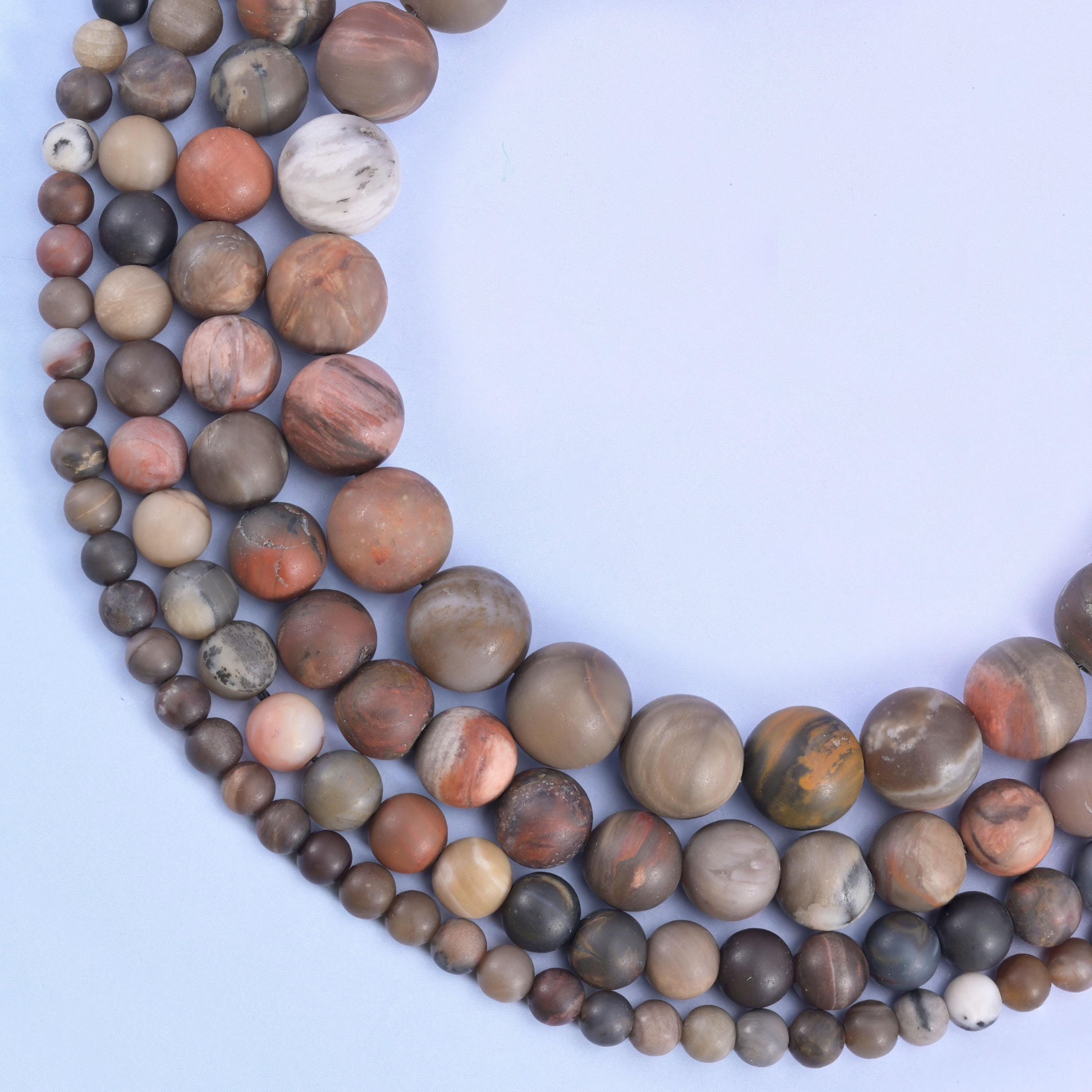 Petrified Wood Matte Round Beads 4mm 6mm 8mm 10mm Jewelry Making 15 Inch Strand