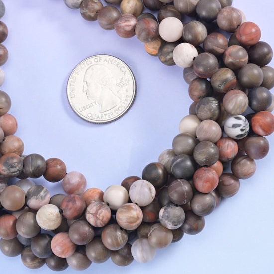 Petrified Wood Matte Round Beads 4mm 6mm 8mm 10mm Jewelry Making 15 Inch Strand