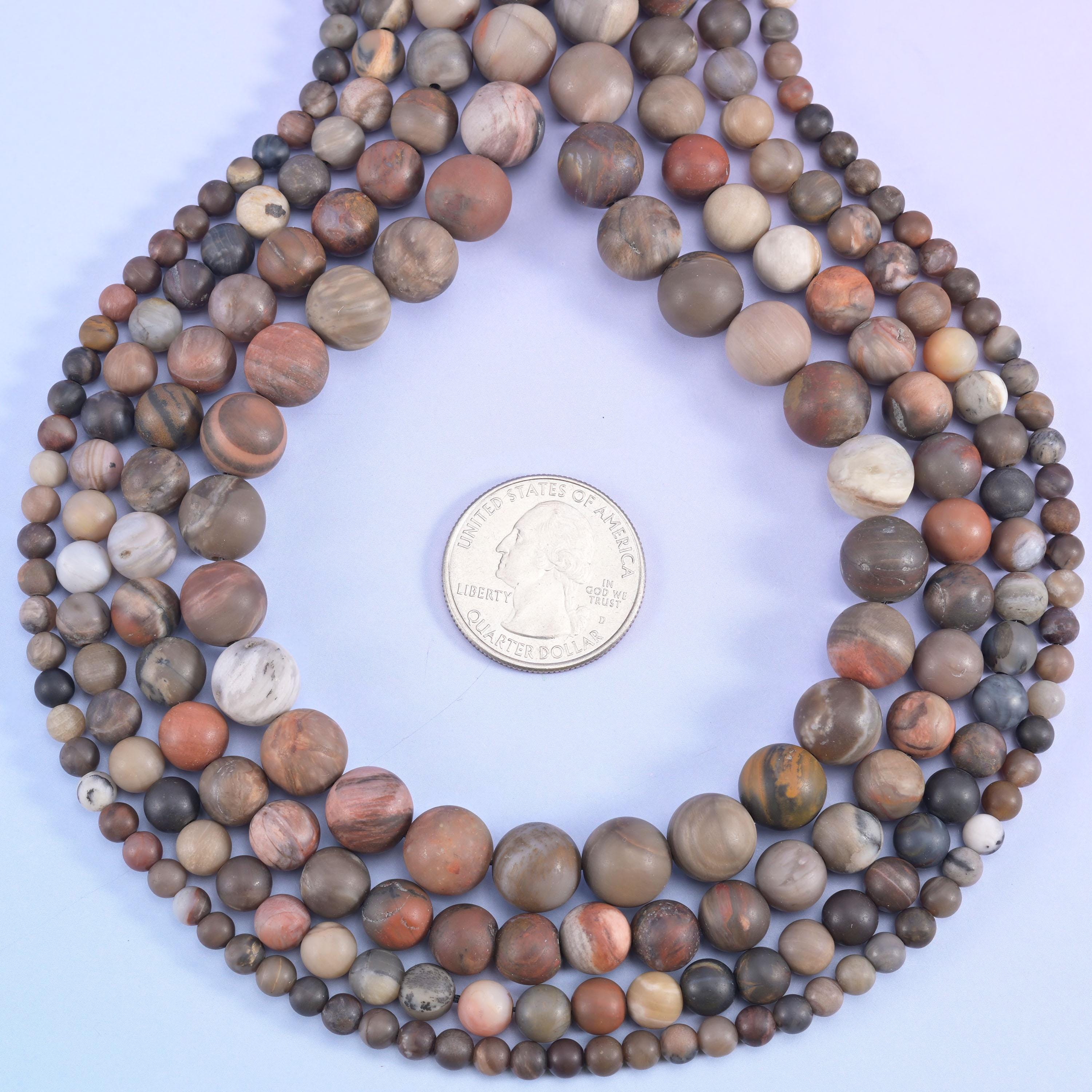 Petrified Wood Matte Round Beads 4mm 6mm 8mm 10mm Jewelry Making 15 Inch Strand