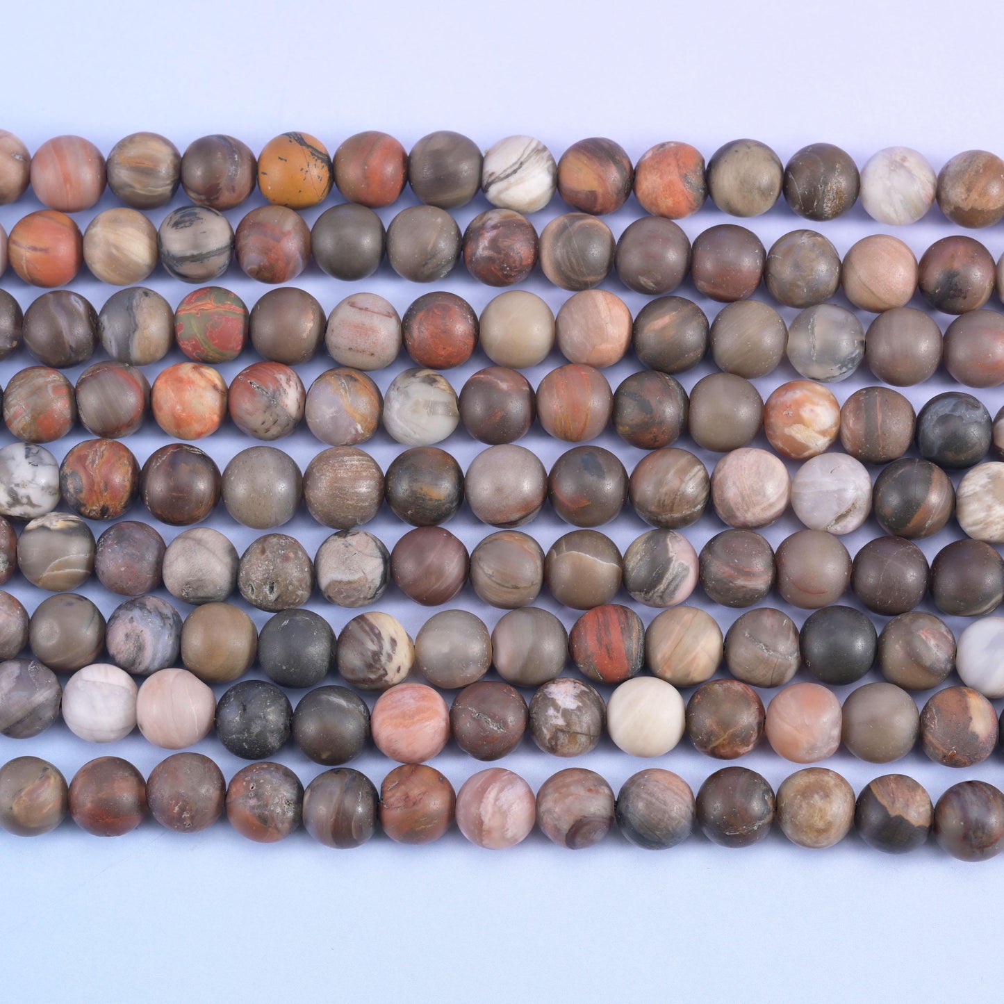 Petrified Wood Matte Round Beads 4mm 6mm 8mm 10mm Jewelry Making 15 Inch Strand