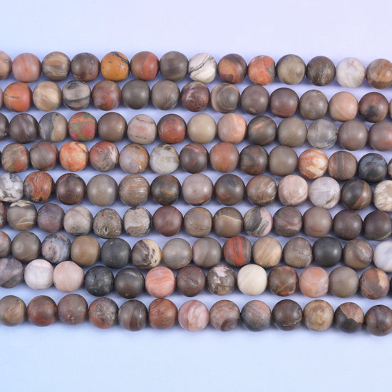 Petrified Wood Matte Round Beads 4mm 6mm 8mm 10mm Jewelry Making 15 Inch Strand