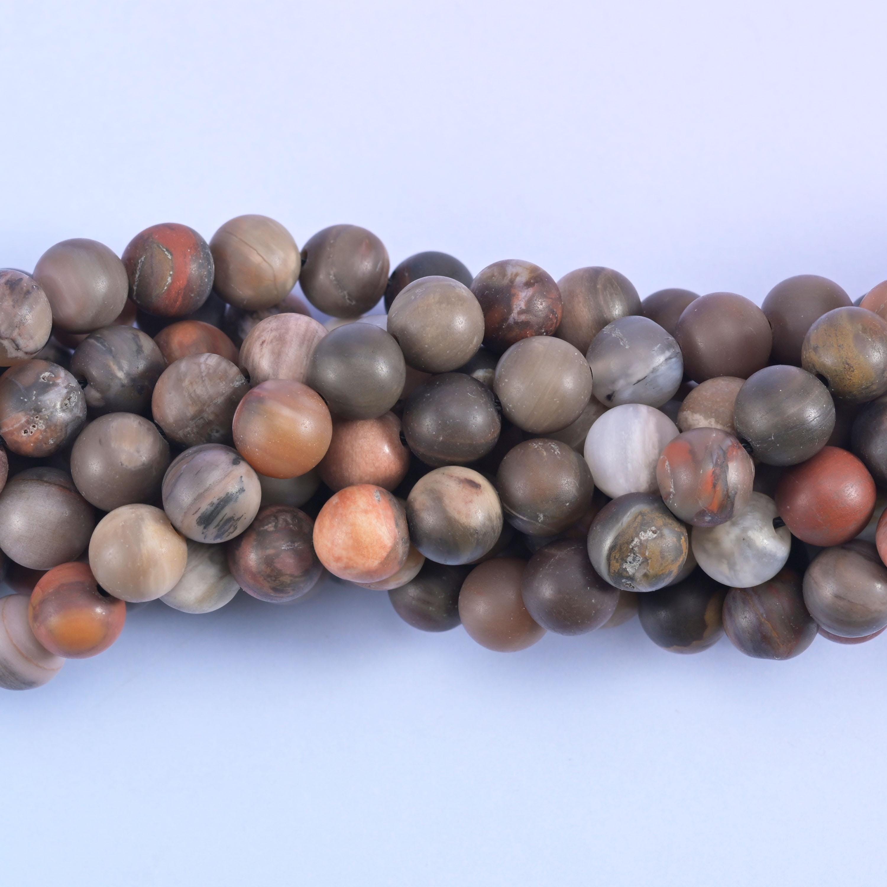 Petrified Wood Matte Round Beads 4mm 6mm 8mm 10mm Jewelry Making 15 Inch Strand
