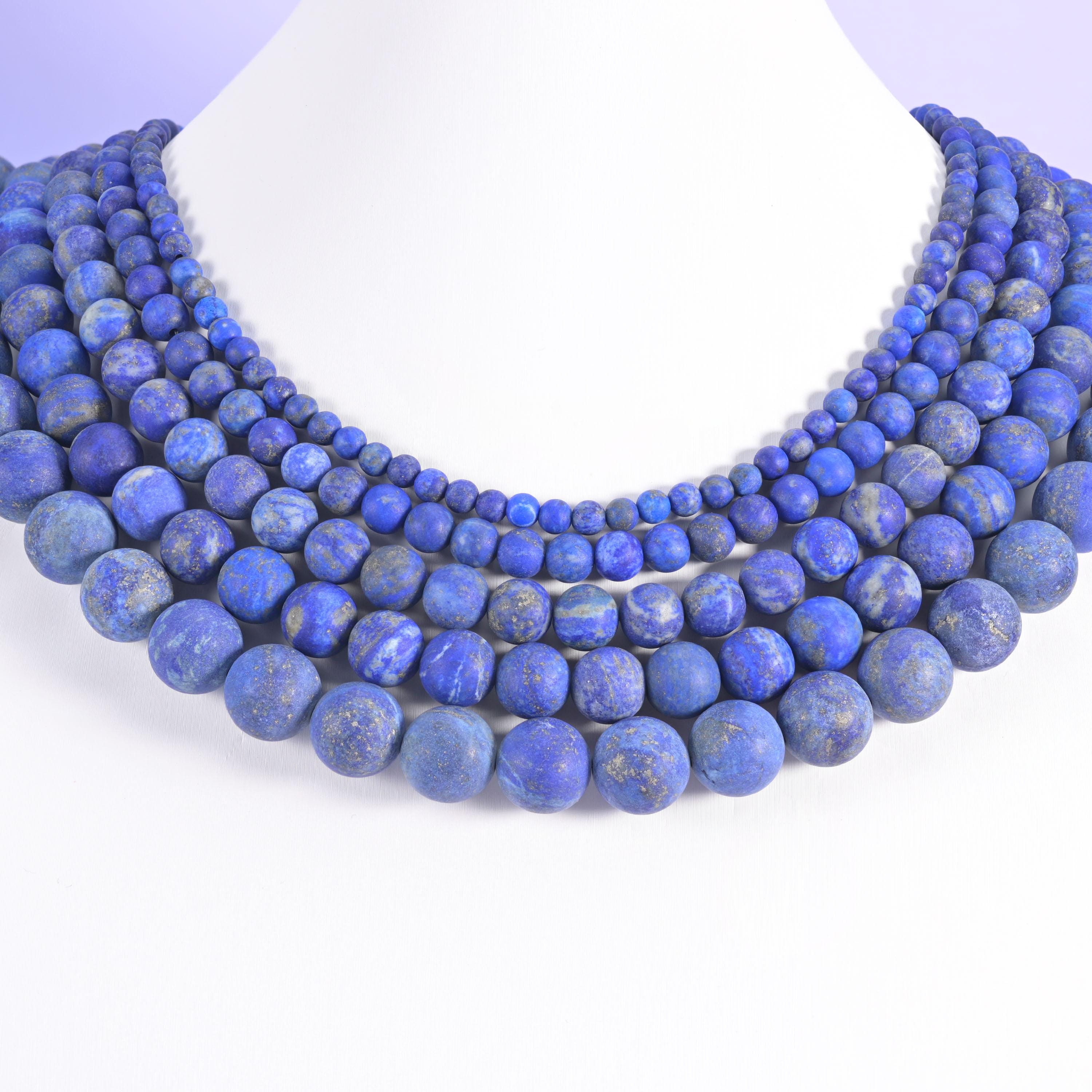 Lapis Lazuli Matte Round Beads 4mm 6mm 8mm 10mm Jewelry Making 15 Inch Strand