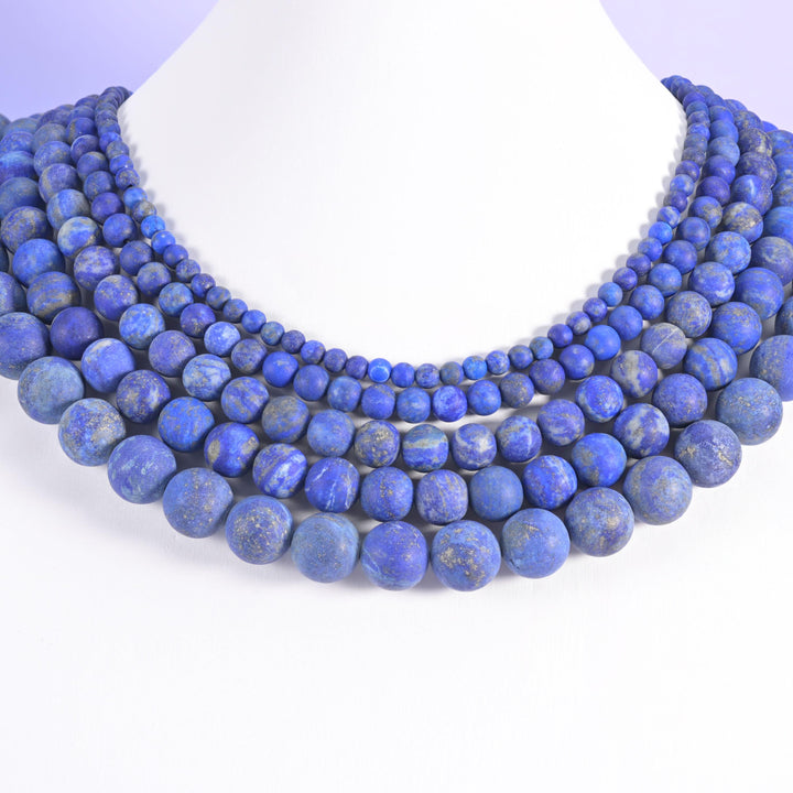 Lapis Lazuli Matte Round Beads 4mm 6mm 8mm 10mm Jewelry Making 15 Inch Strand