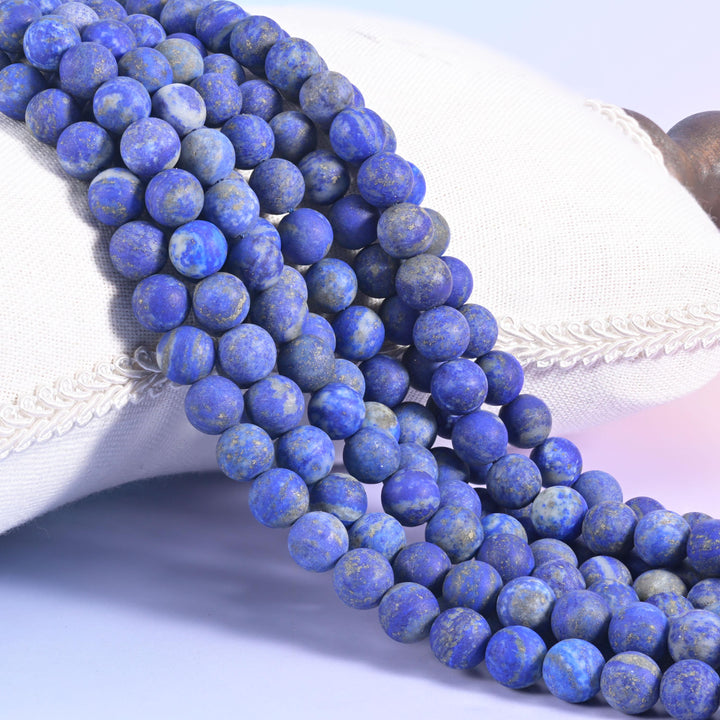 Lapis Lazuli Matte Round Beads 4mm 6mm 8mm 10mm Jewelry Making 15 Inch Strand