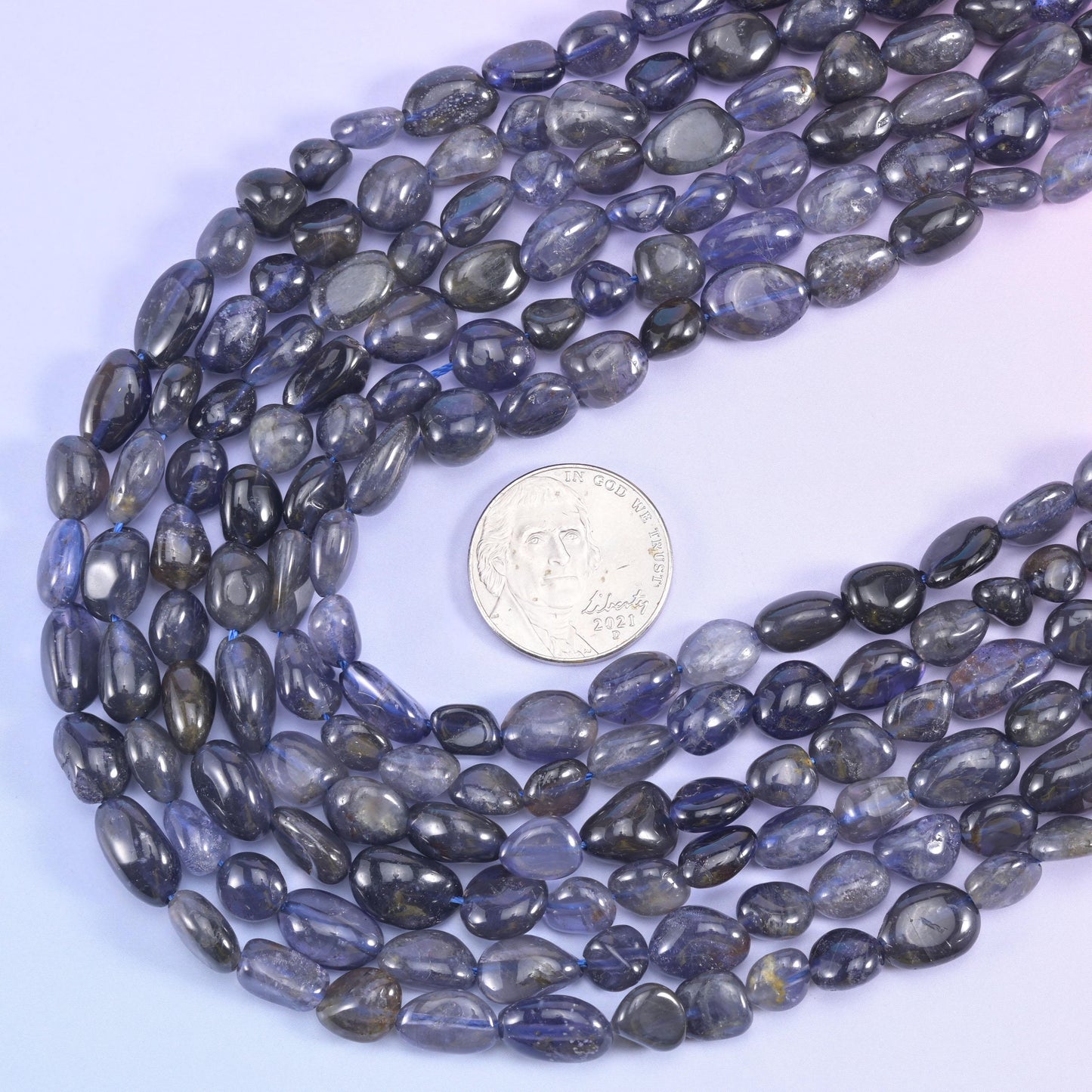 Iolite Pebble Nugget Beads 5-10mm Jewelry Making 15.5 Inch Strand