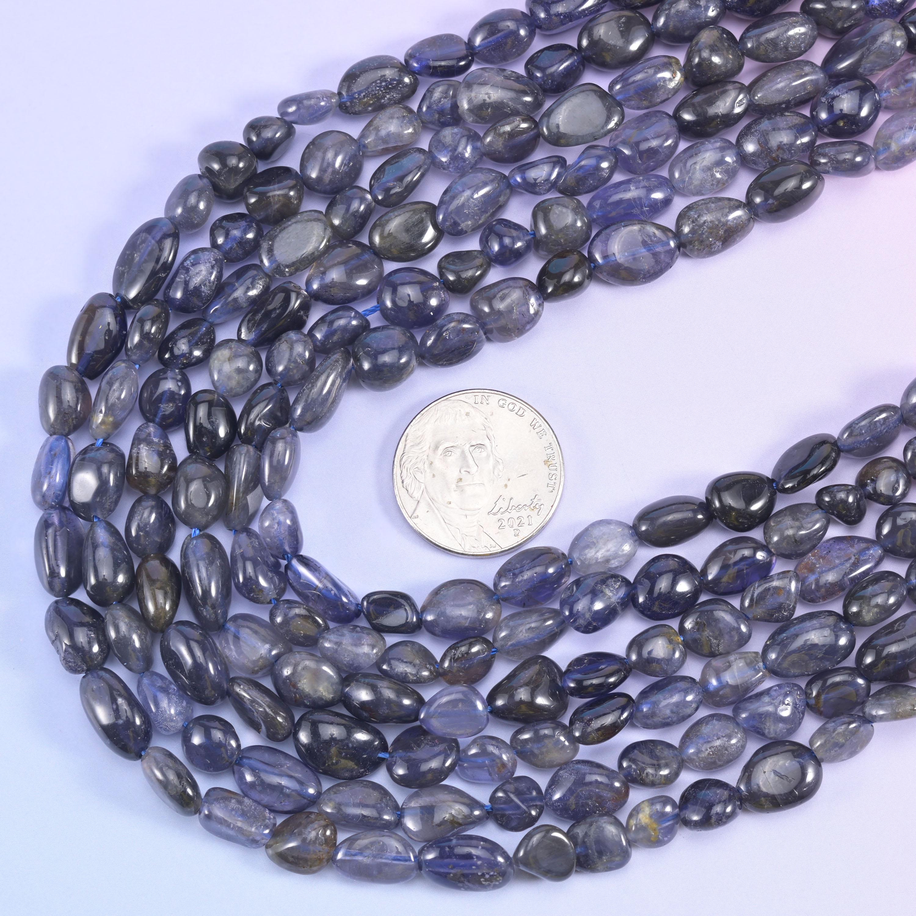 Iolite Pebble Nugget Beads 5-10mm Jewelry Making 15.5 Inch Strand
