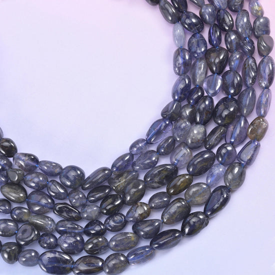Iolite Pebble Nugget Beads 5-10mm Jewelry Making 15.5 Inch Strand