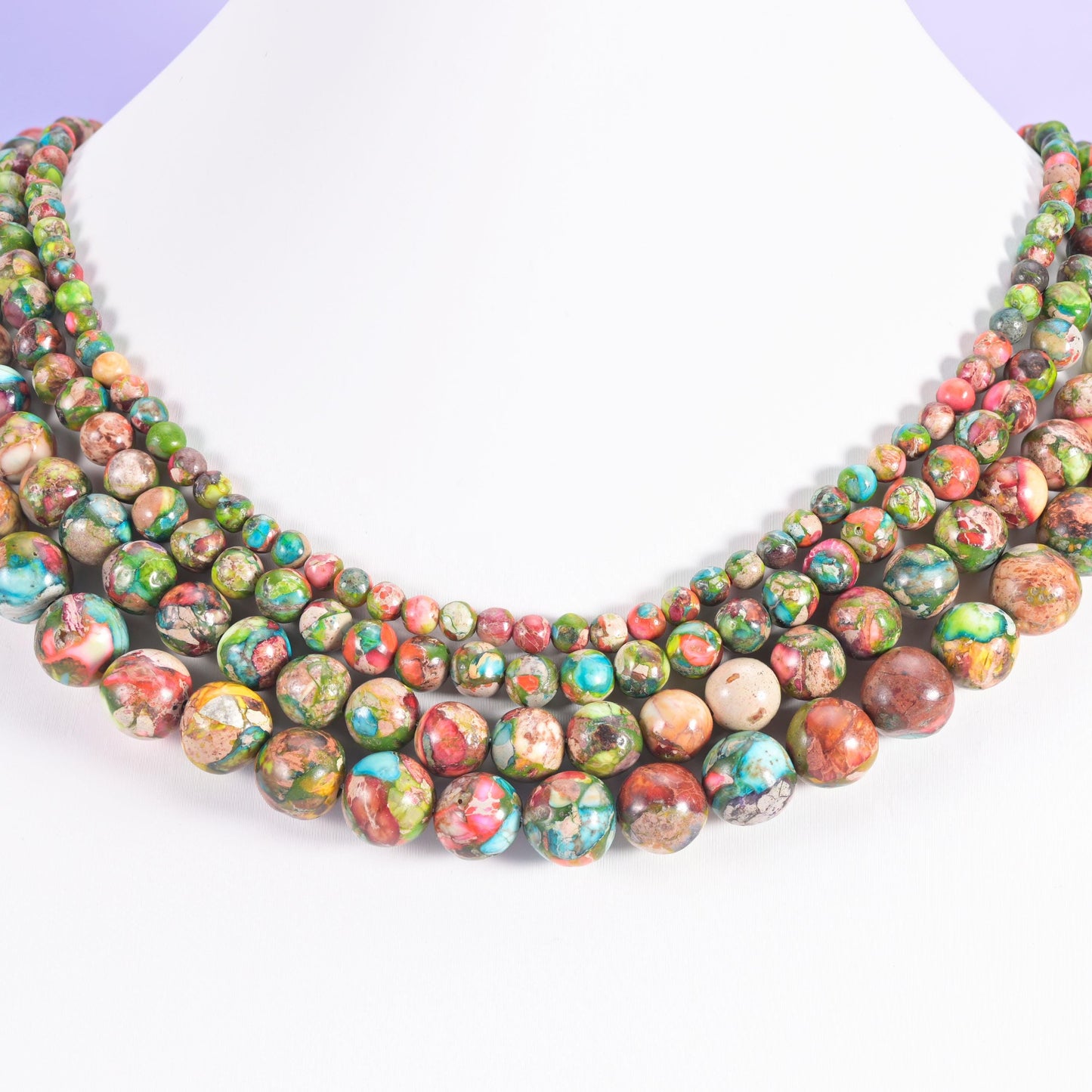 Multi-Color Sea Sediment Jasper Smooth Round Beads 4mm 6mm 8mm 10mm Jewelry Making 15 Inch Strand