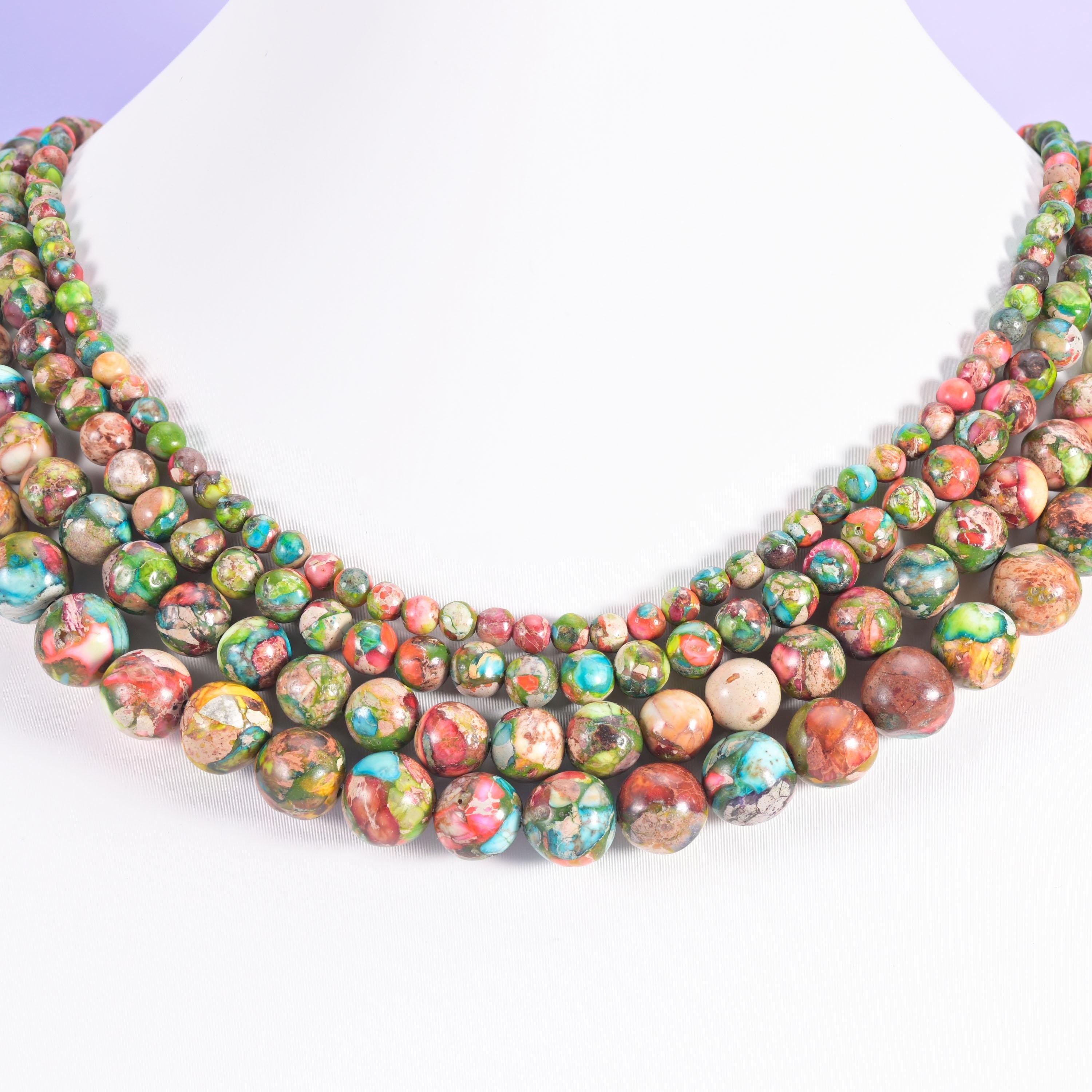 Multi-Color Sea Sediment Jasper Smooth Round Beads 4mm 6mm 8mm 10mm Jewelry Making 15 Inch Strand
