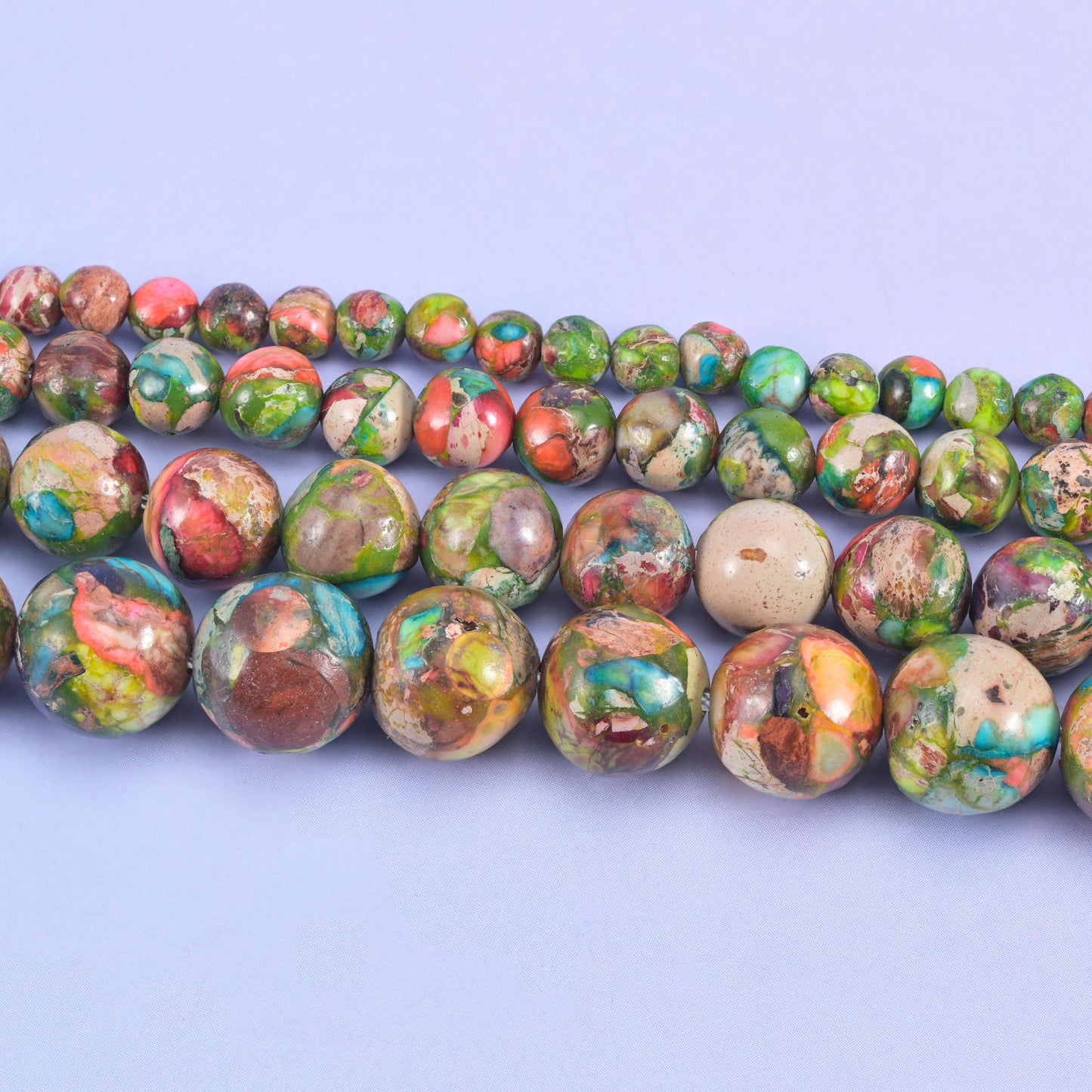 Multi-Color Sea Sediment Jasper Smooth Round Beads 4mm 6mm 8mm 10mm Jewelry Making 15 Inch Strand