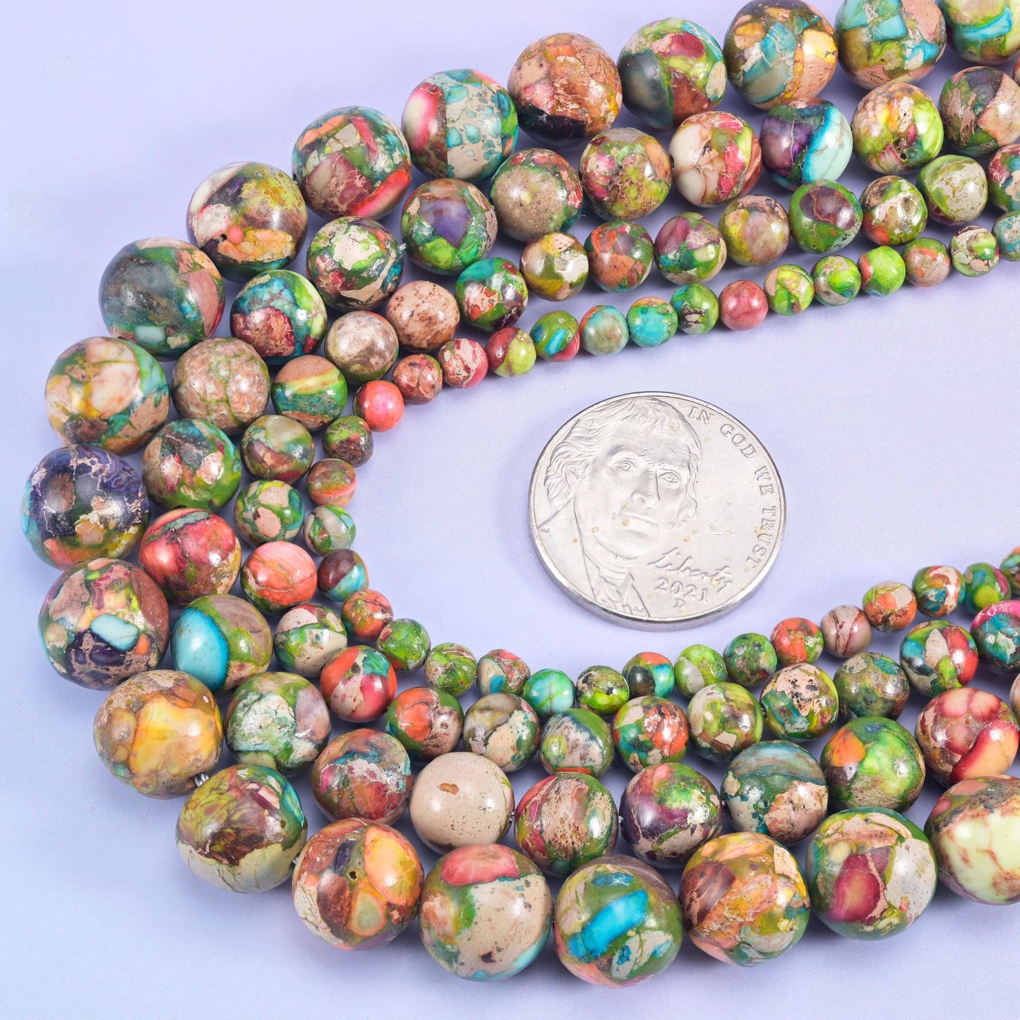 Multi-Color Sea Sediment Jasper Smooth Round Beads 4mm 6mm 8mm 10mm Jewelry Making 15 Inch Strand