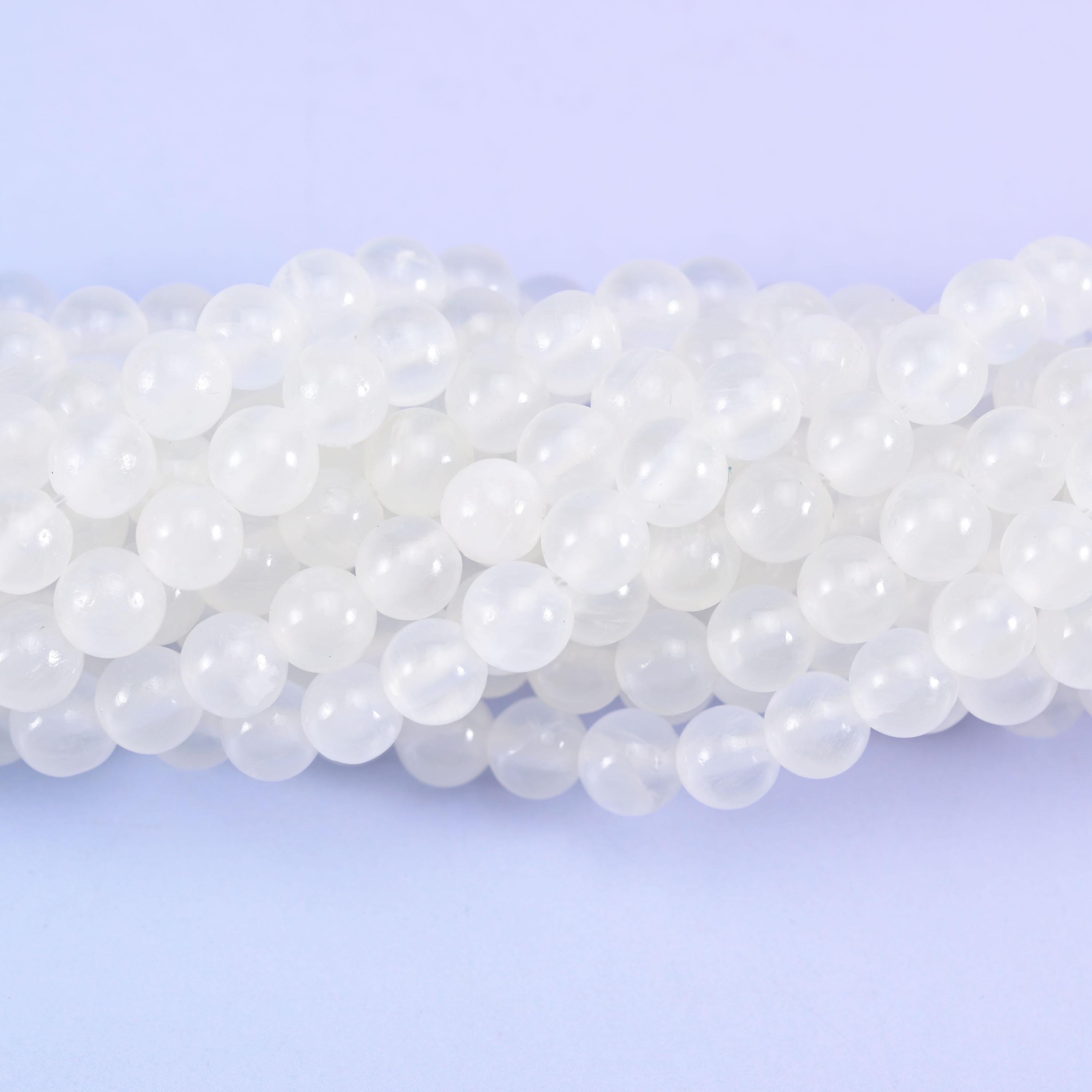 White Calcite Smooth Round Beads 6mm 8mm 10mm 12mm Jewelry Making 15.5 Inch Strand