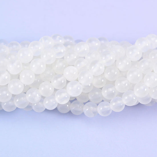 White Calcite Smooth Round Beads 6mm 8mm 10mm 12mm Jewelry Making 15.5 Inch Strand