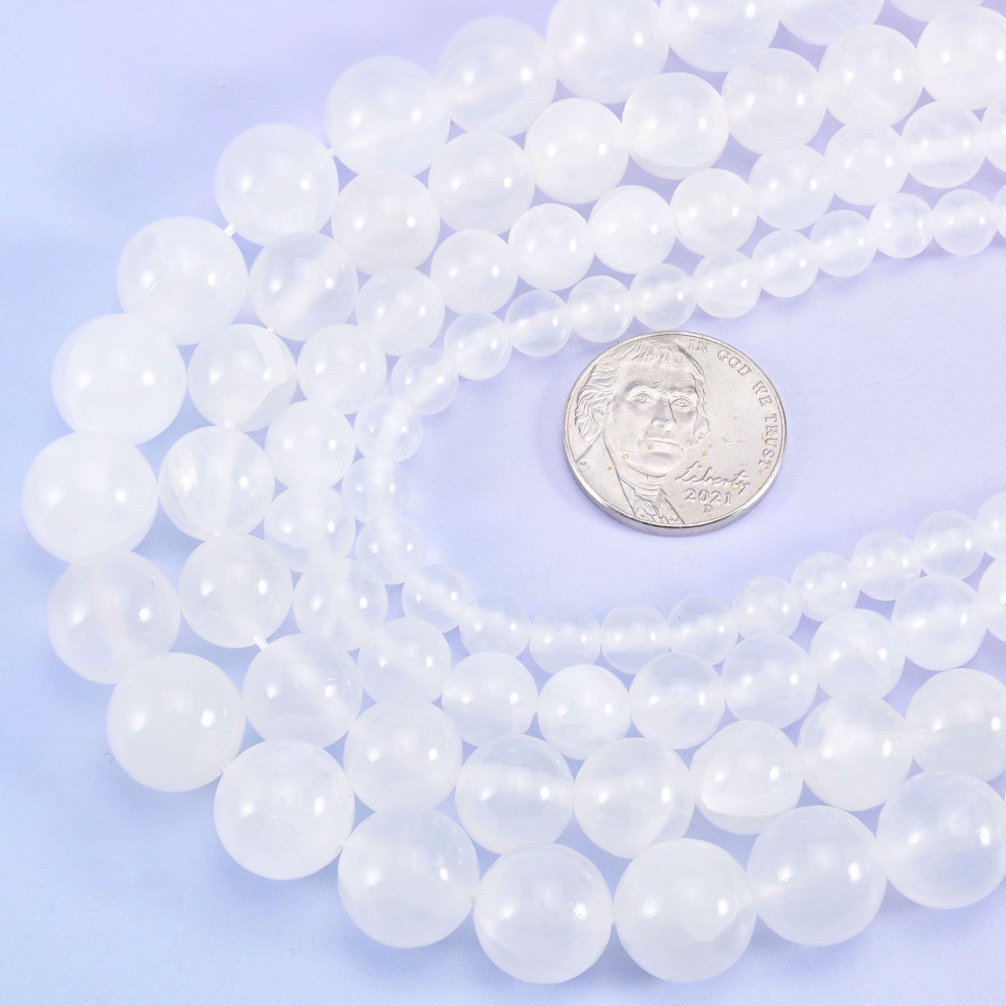White Calcite Smooth Round Beads 6mm 8mm 10mm 12mm Jewelry Making 15.5 Inch Strand