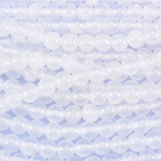 White Calcite Smooth Round Beads 6mm 8mm 10mm 12mm Jewelry Making 15.5 Inch Strand