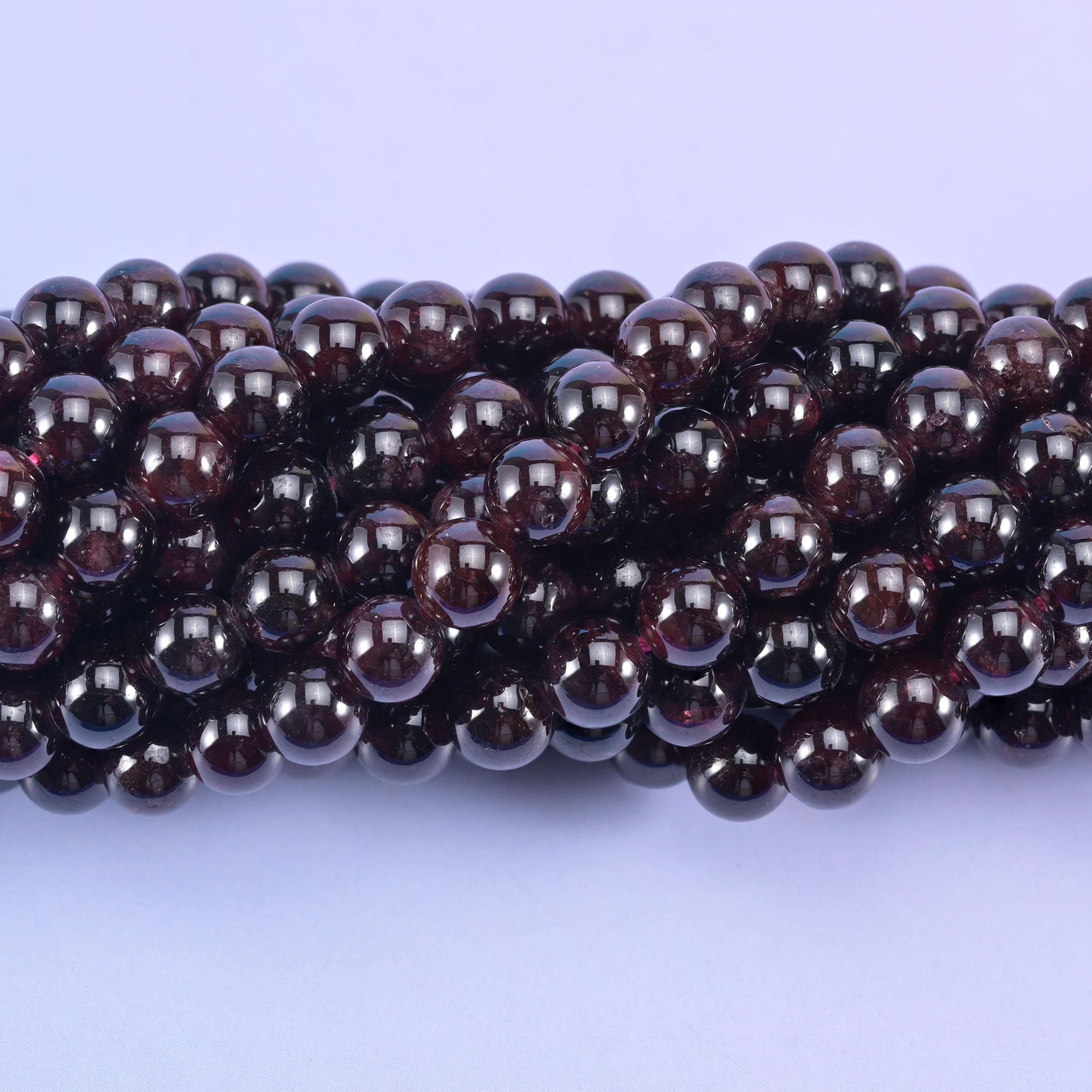 Red Garnet Smooth Round Beads 6mm 8mm 10mm 12mm Jewelry Making 15.5 Inch Strand