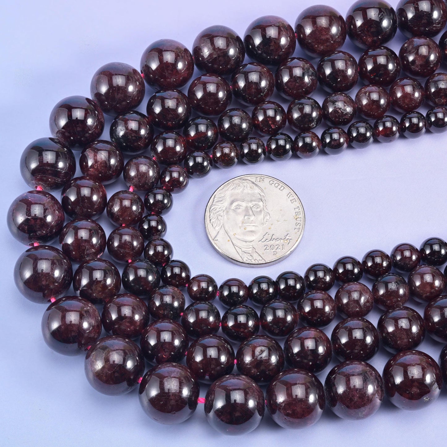 Red Garnet Smooth Round Beads 6mm 8mm 10mm 12mm Jewelry Making 15.5 Inch Strand