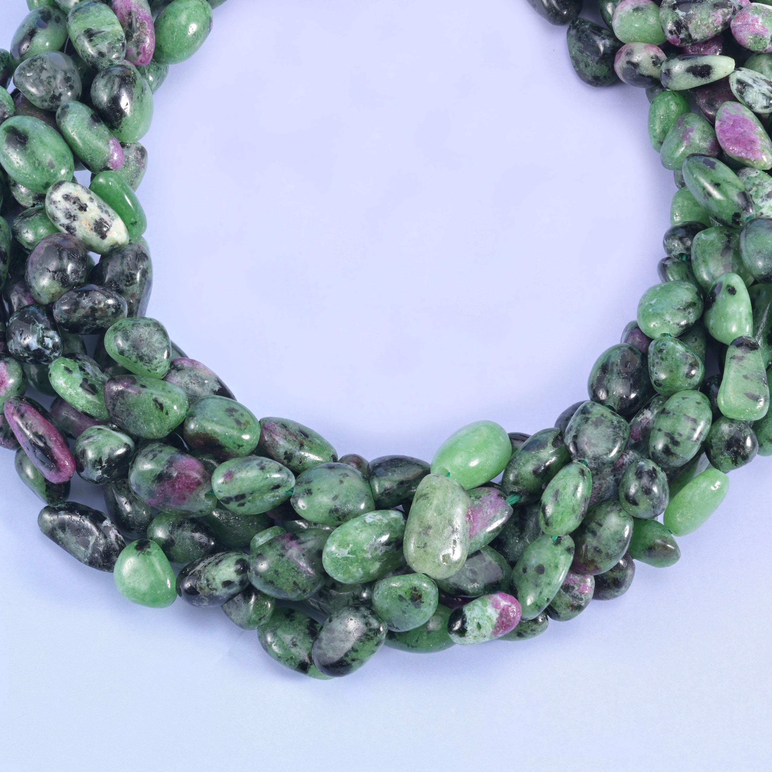 Ruby Zoisite Pebble Nugget Beads 5-10mm Jewelry Making 15.5 Inch Strand